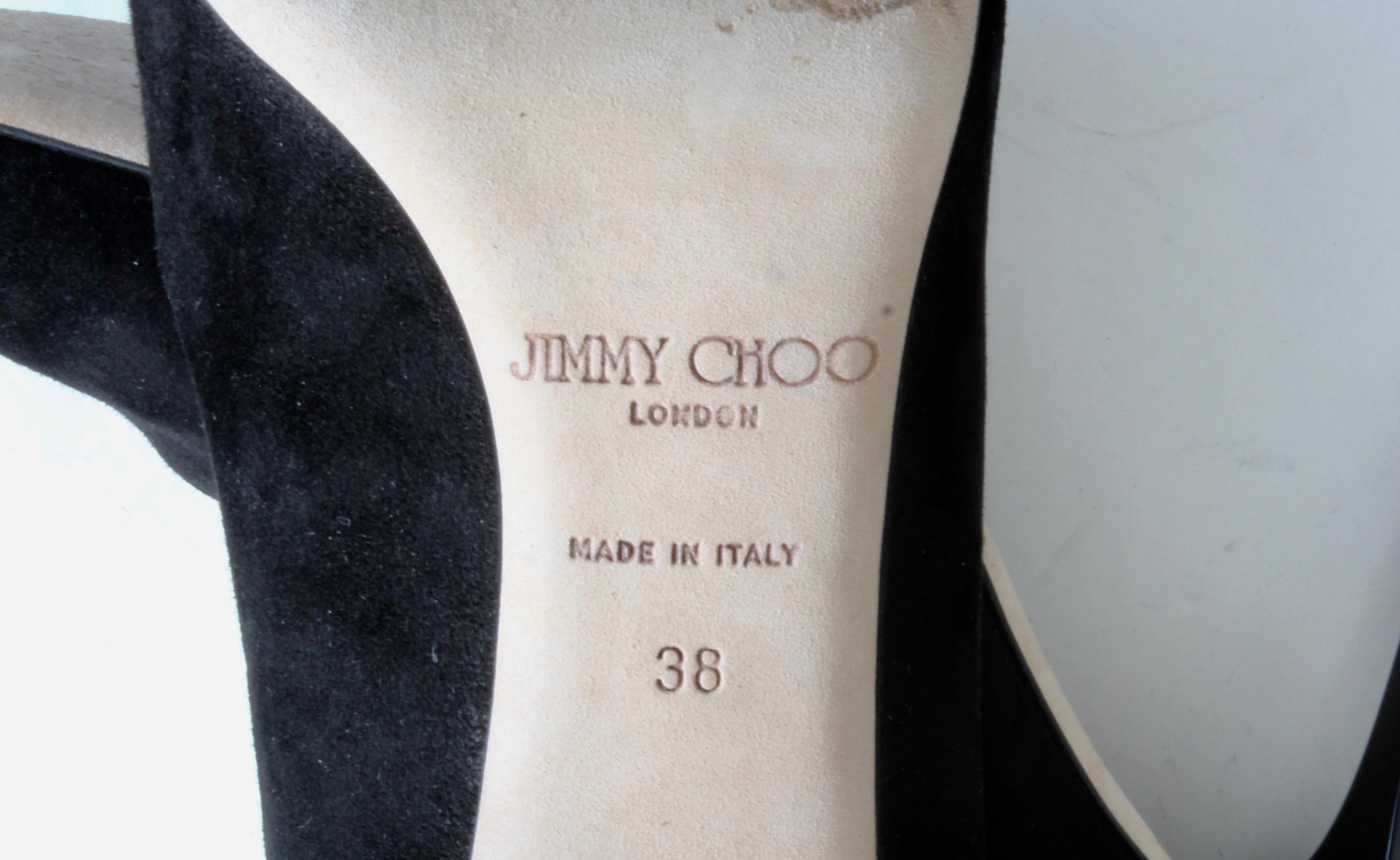 Jimmy Choo escarpins à talons noirs 247 Alia en cuir et daim avec boîte en vente 8