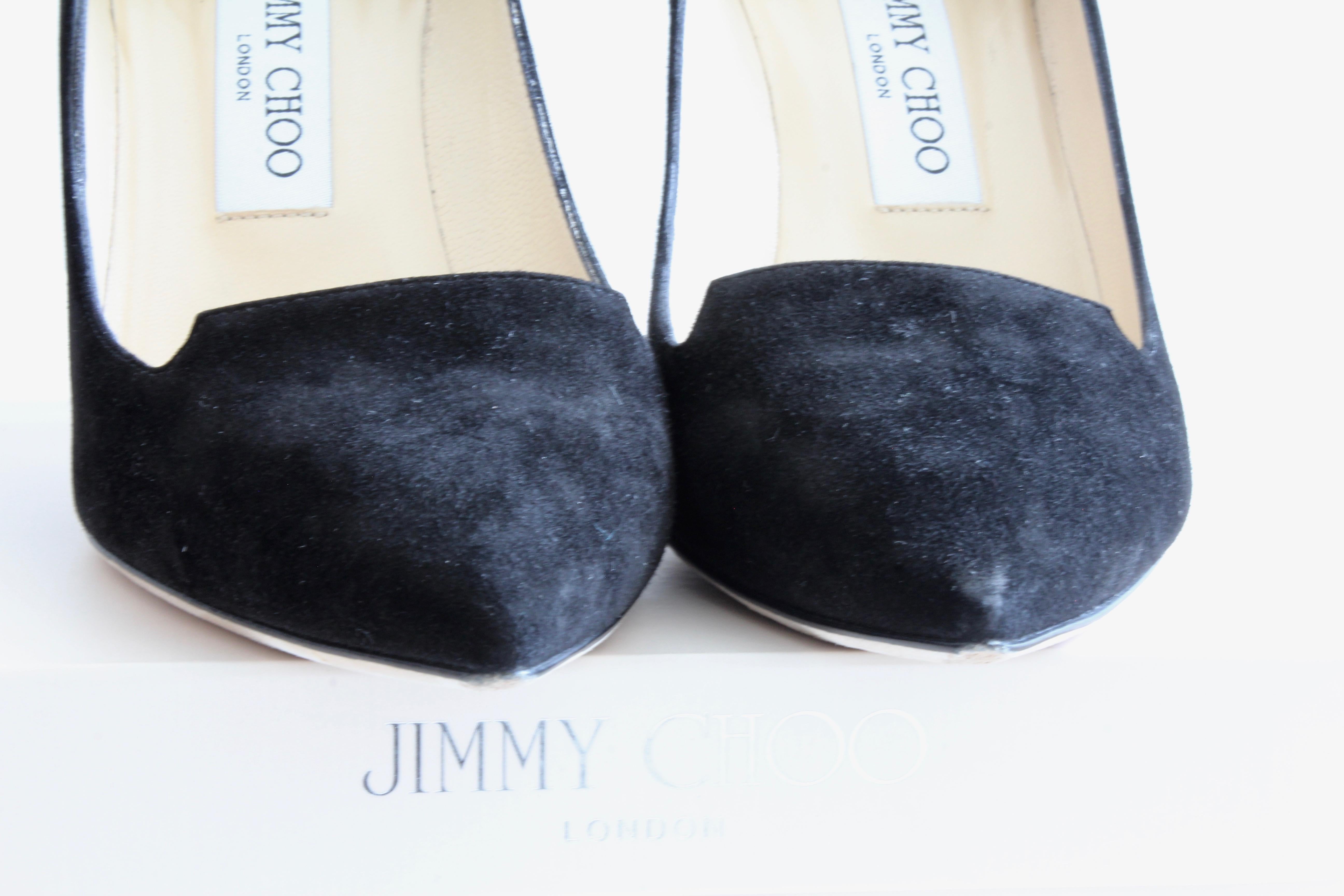 Jimmy Choo Heels Black Stiletto Pumps 247 Alia Suede Leather with Box For Sale 5