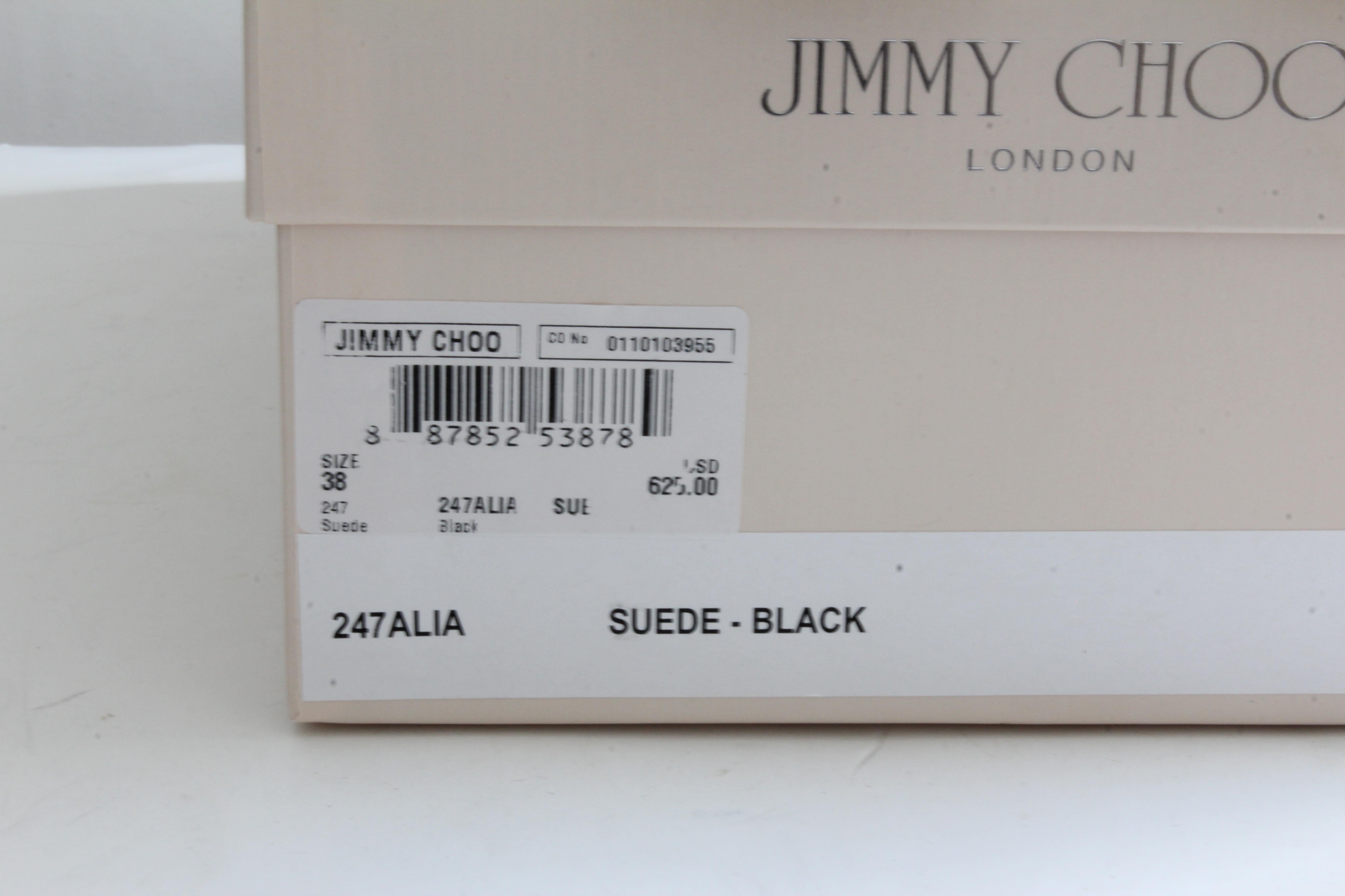 Jimmy Choo Heels Black Stiletto Pumps 247 Alia Suede Leather with Box For Sale 7