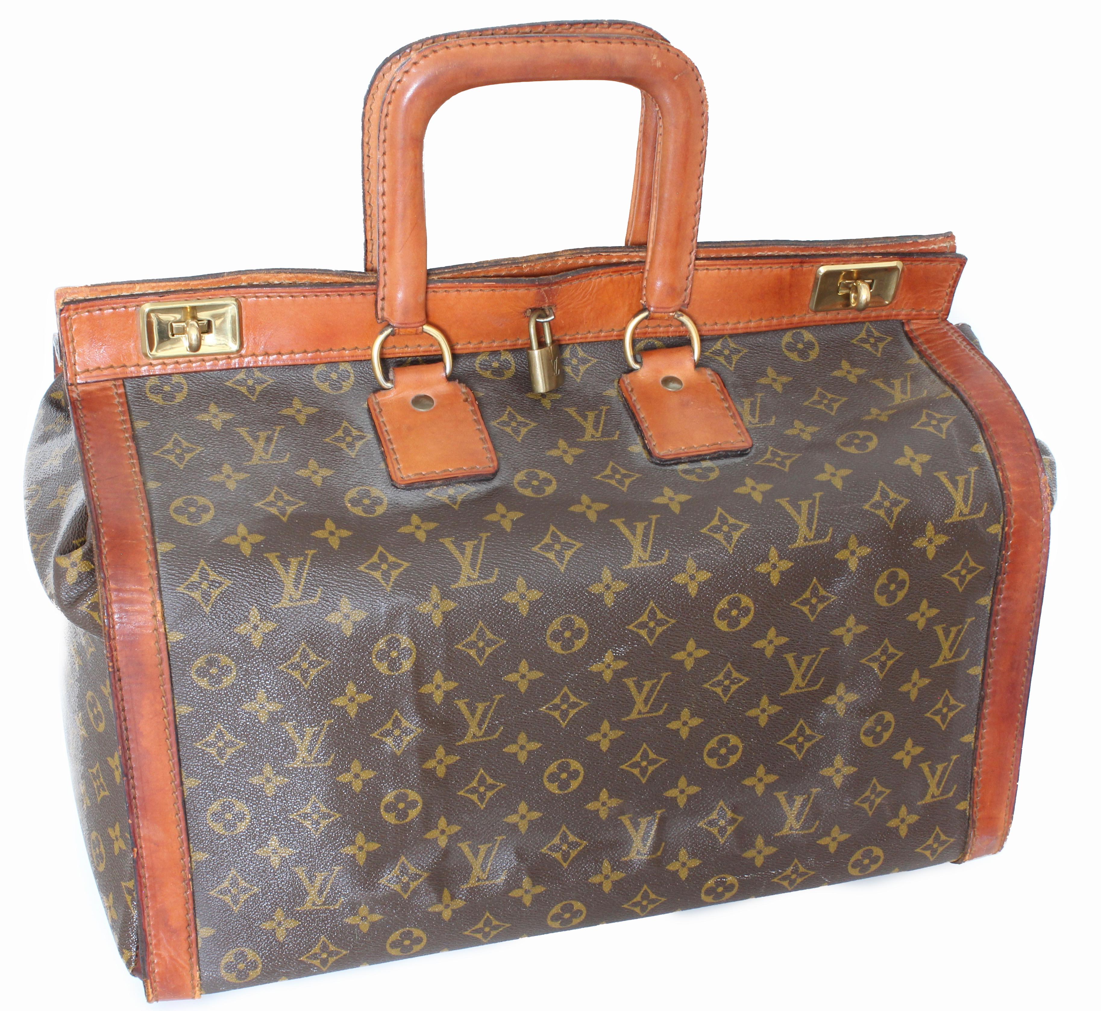 Seltene Louis Vuitton Ärzte Tasche Dampfer Tote Keepall Vintage 50s Monogramm Canvas (Braun)