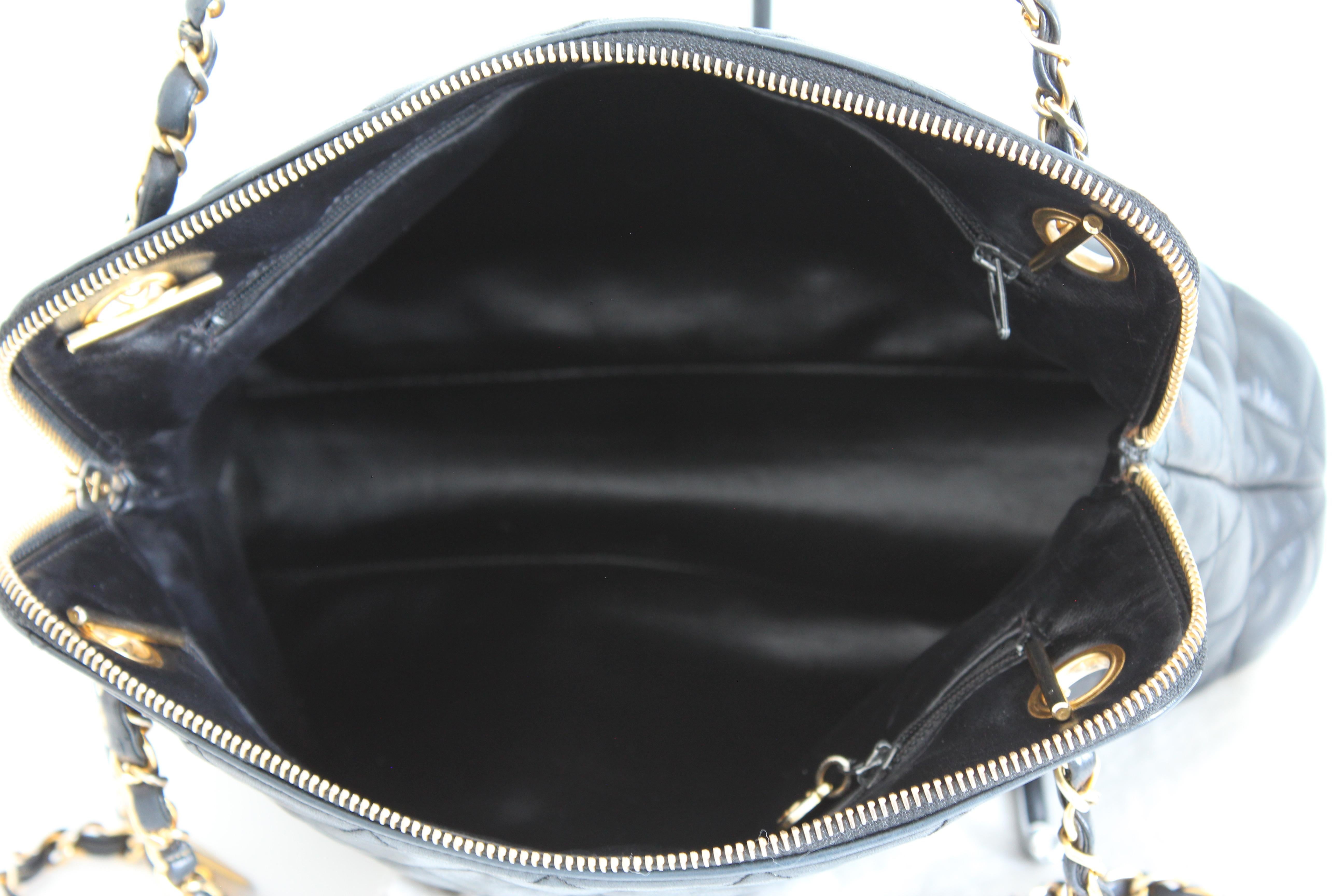 Women's Iconic Chanel Shoulder Bag Lambskin Matelasse Leather Chain Straps + Dust Bag