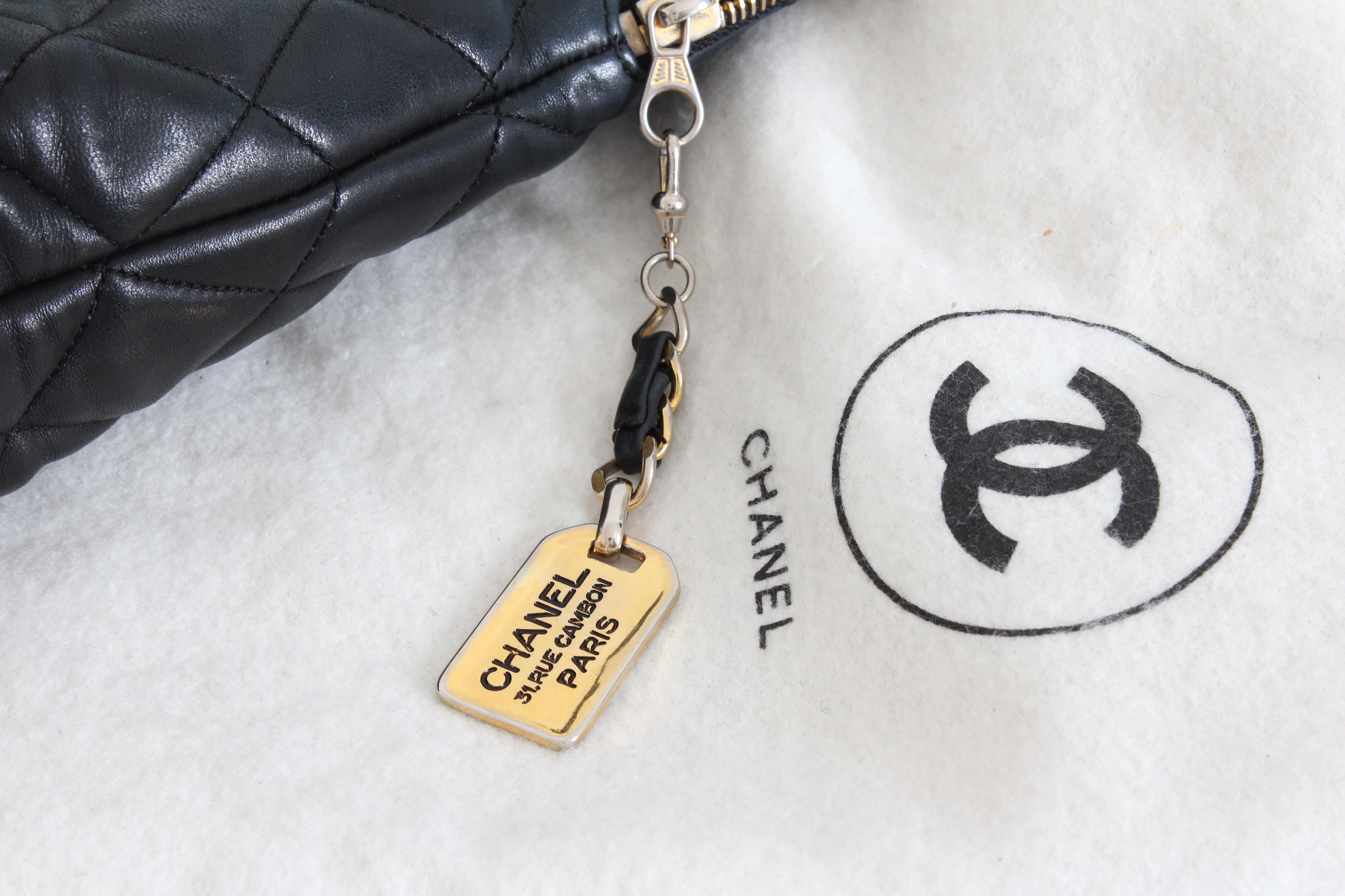 Iconic Chanel Shoulder Bag Lambskin Matelasse Leather Chain Straps + Dust Bag 1