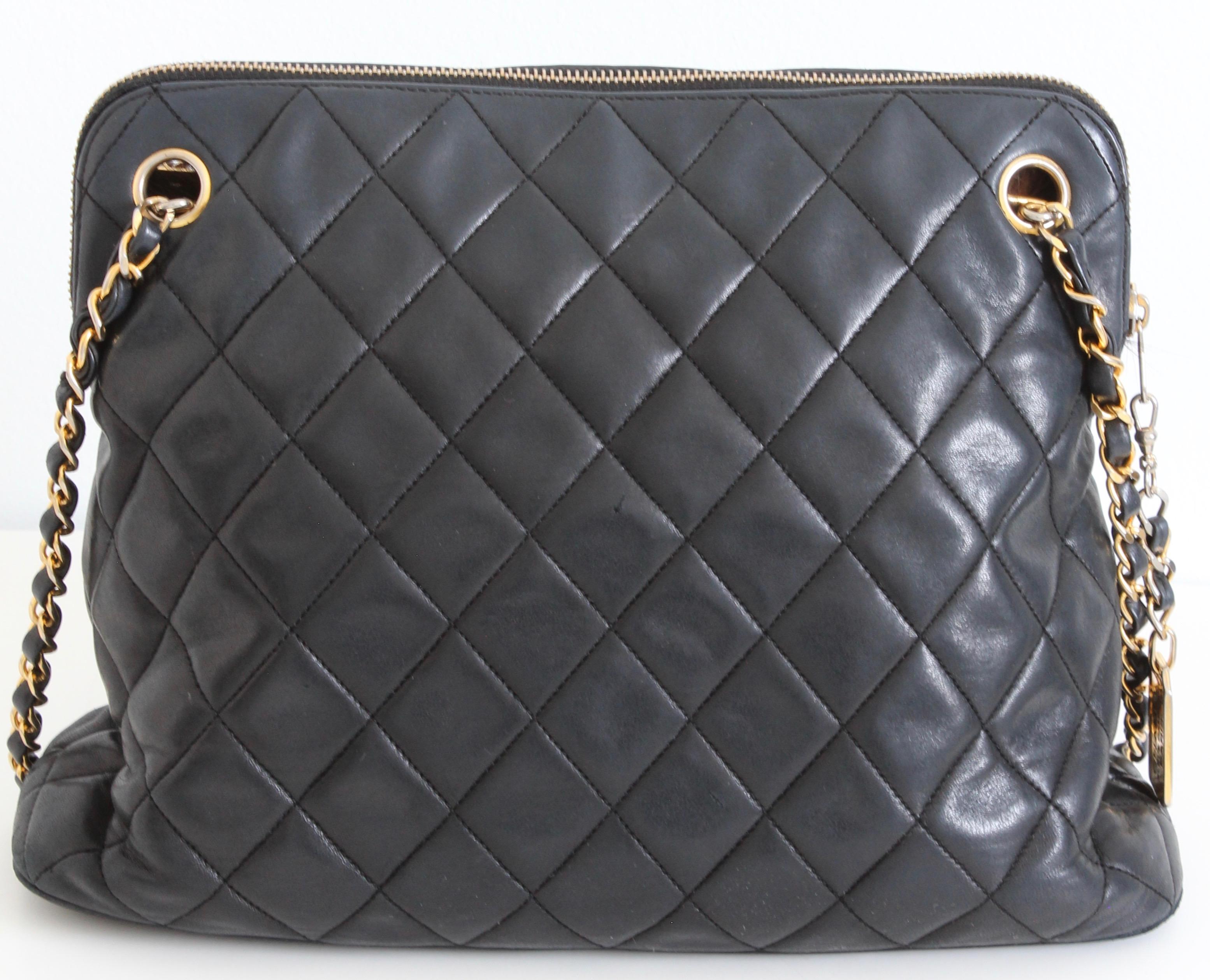 Gray Iconic Chanel Shoulder Bag Lambskin Matelasse Leather Chain Straps + Dust Bag