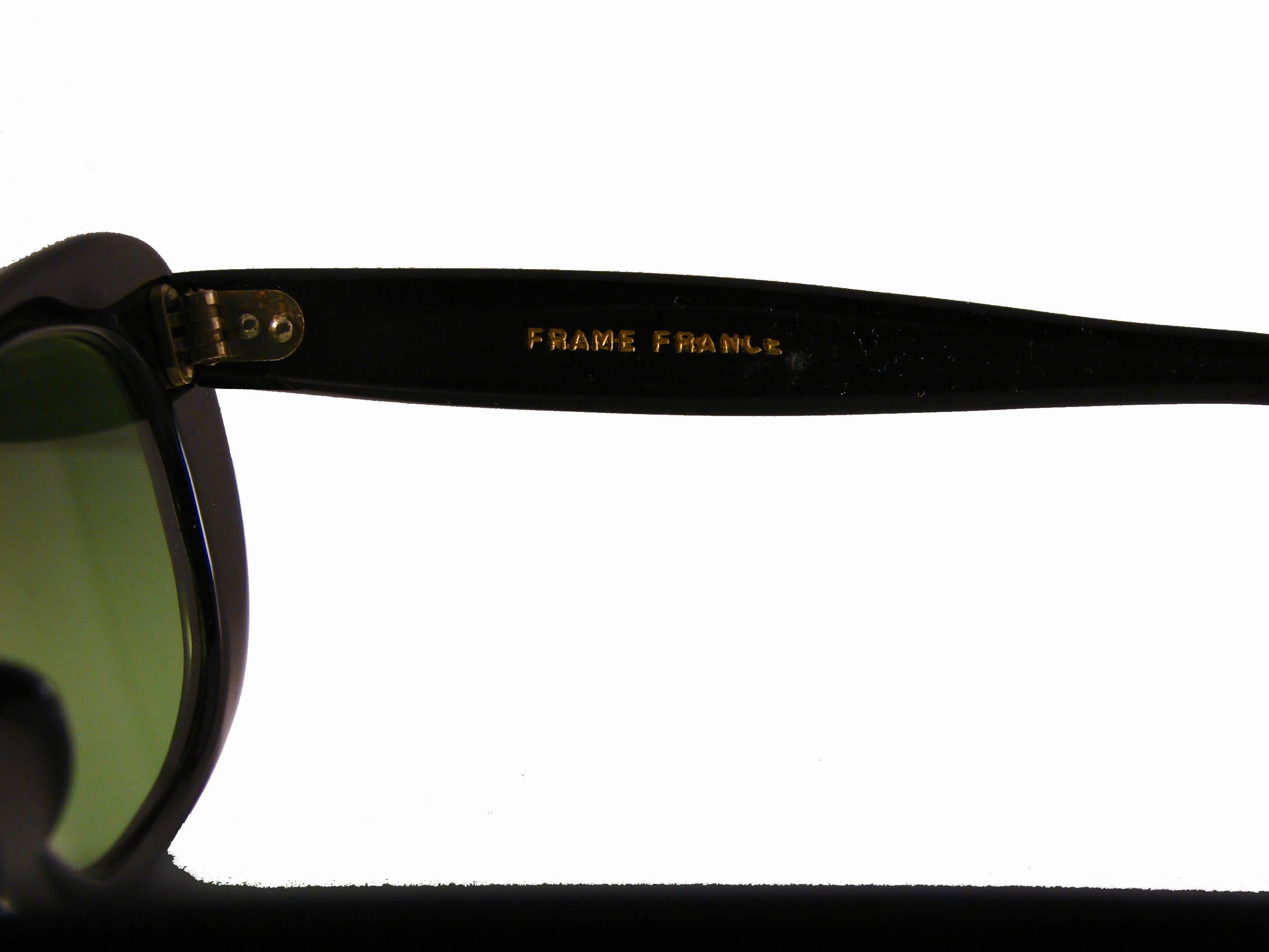 Paulette Guinet Black Sunglasses Mod Rare Made in France Dead Stock 1960s  3