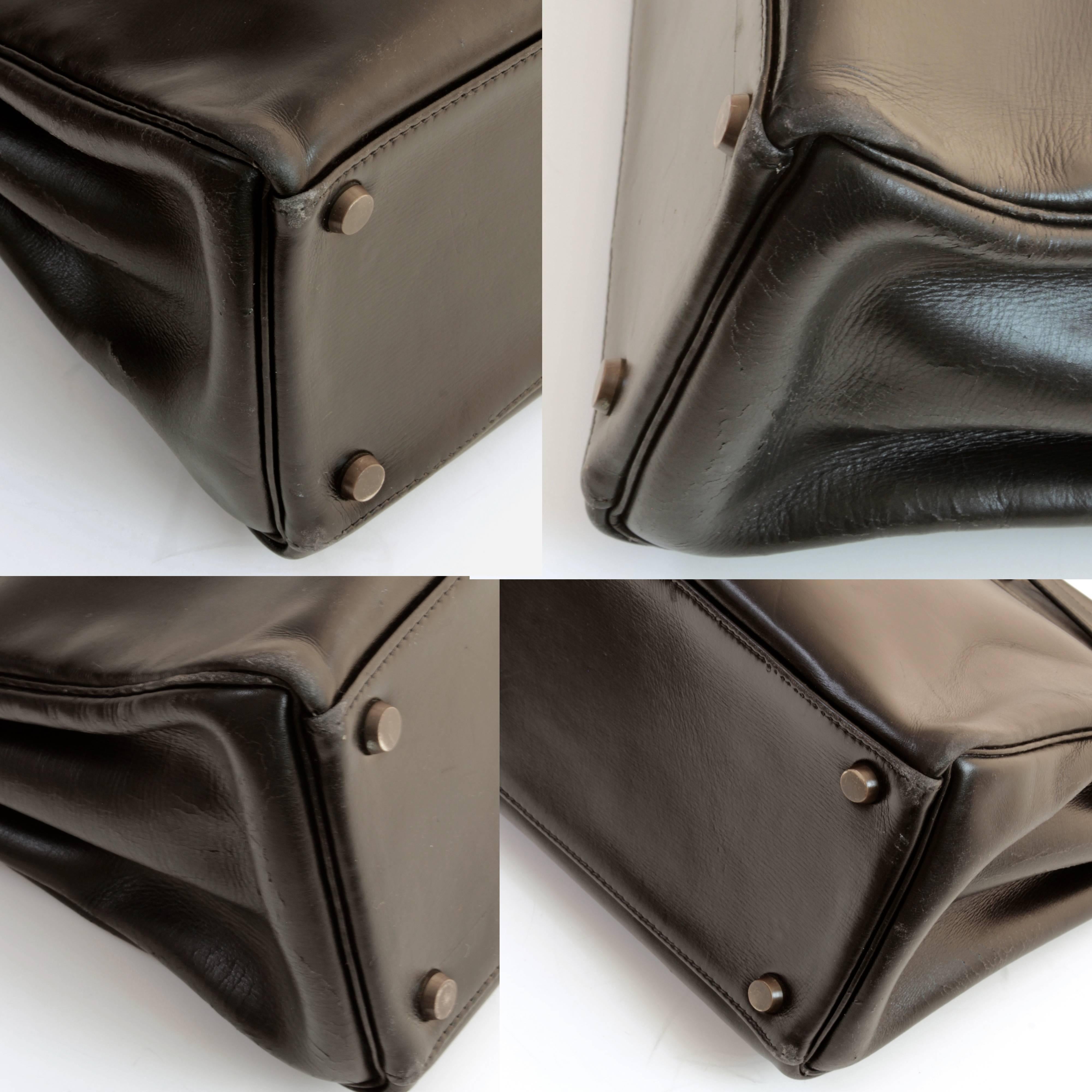 Hermes Kelly Bag 28cm Sac a Depeches Black Box Leather 1948 Vintage 1
