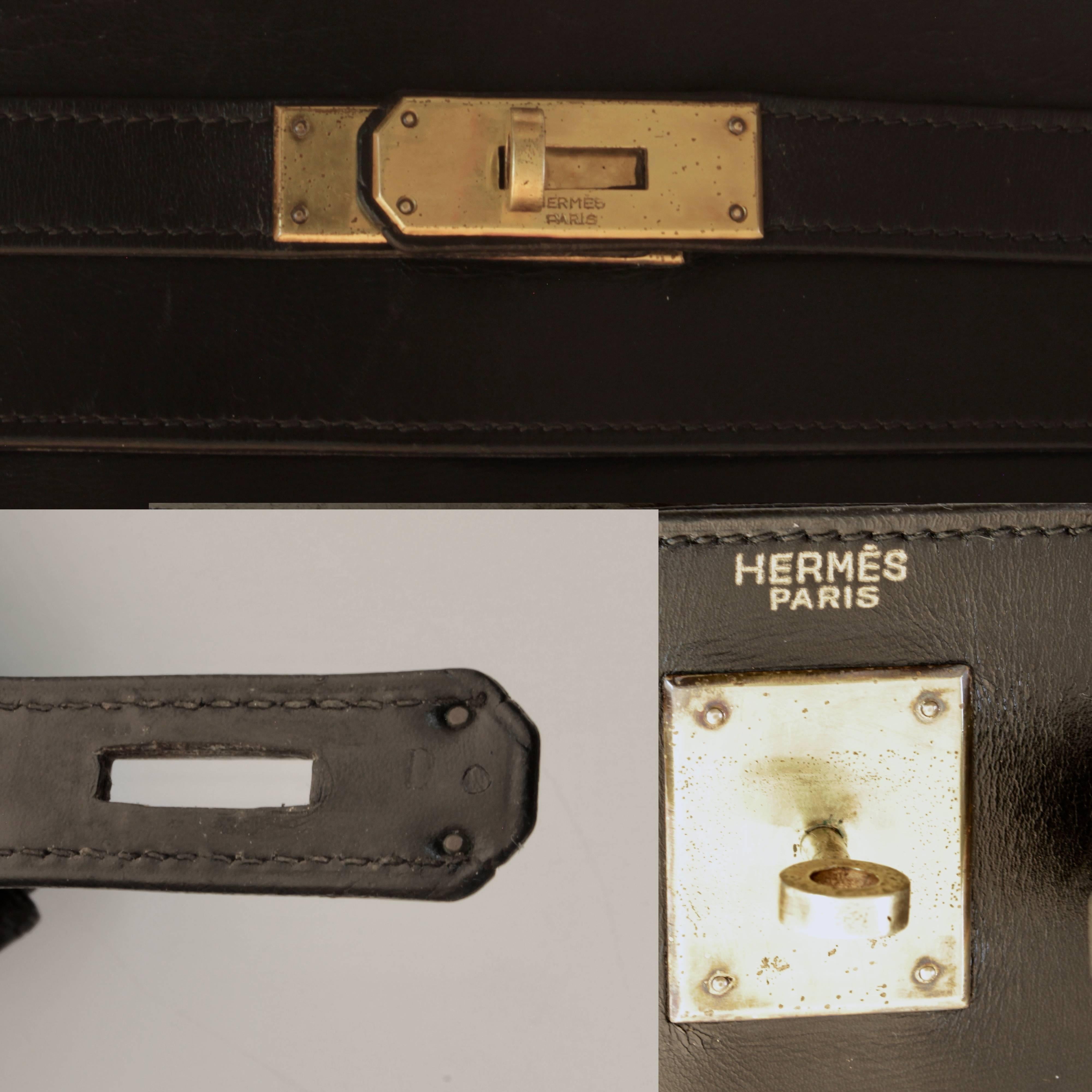 Hermes Kelly Bag 28cm Sac a Depeches Black Box Leather 1948 Vintage 3