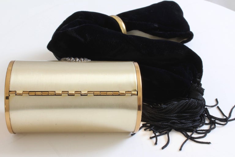 Minaudière Gold Metal Make Up Clutch + Comb Black Evening Pouch by Wadsworth 60s 4