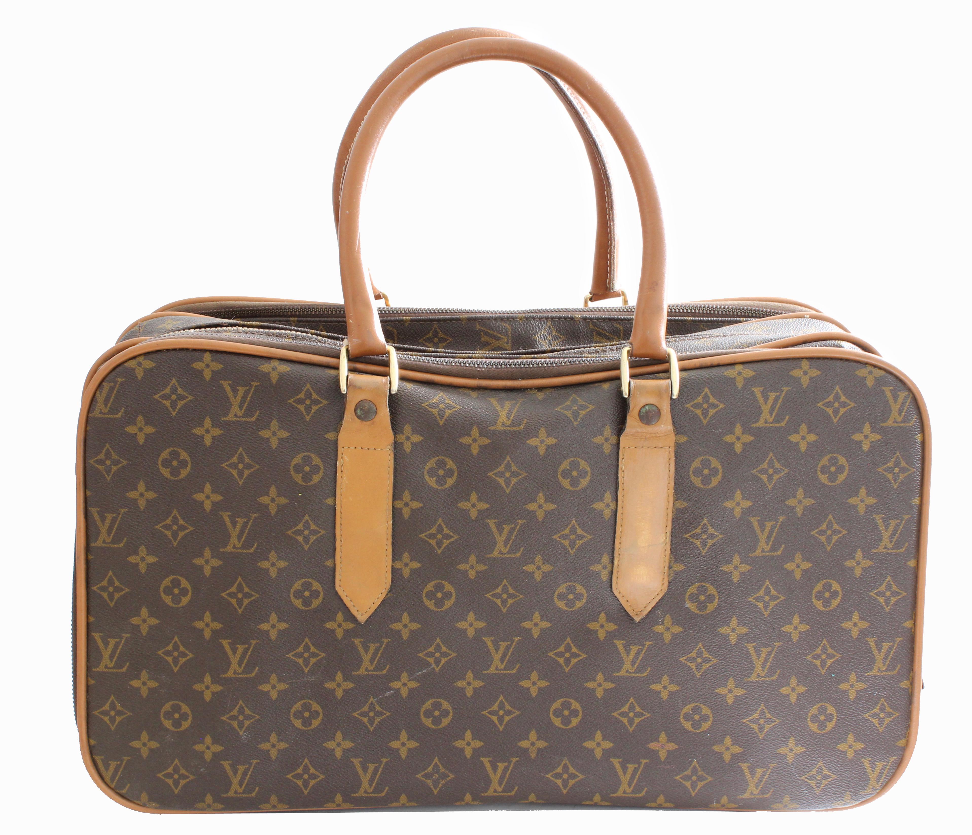 Brown Louis Vuitton Soft Sided Suitcase Luggage Monogram Weekender Carry All Bag Saks 