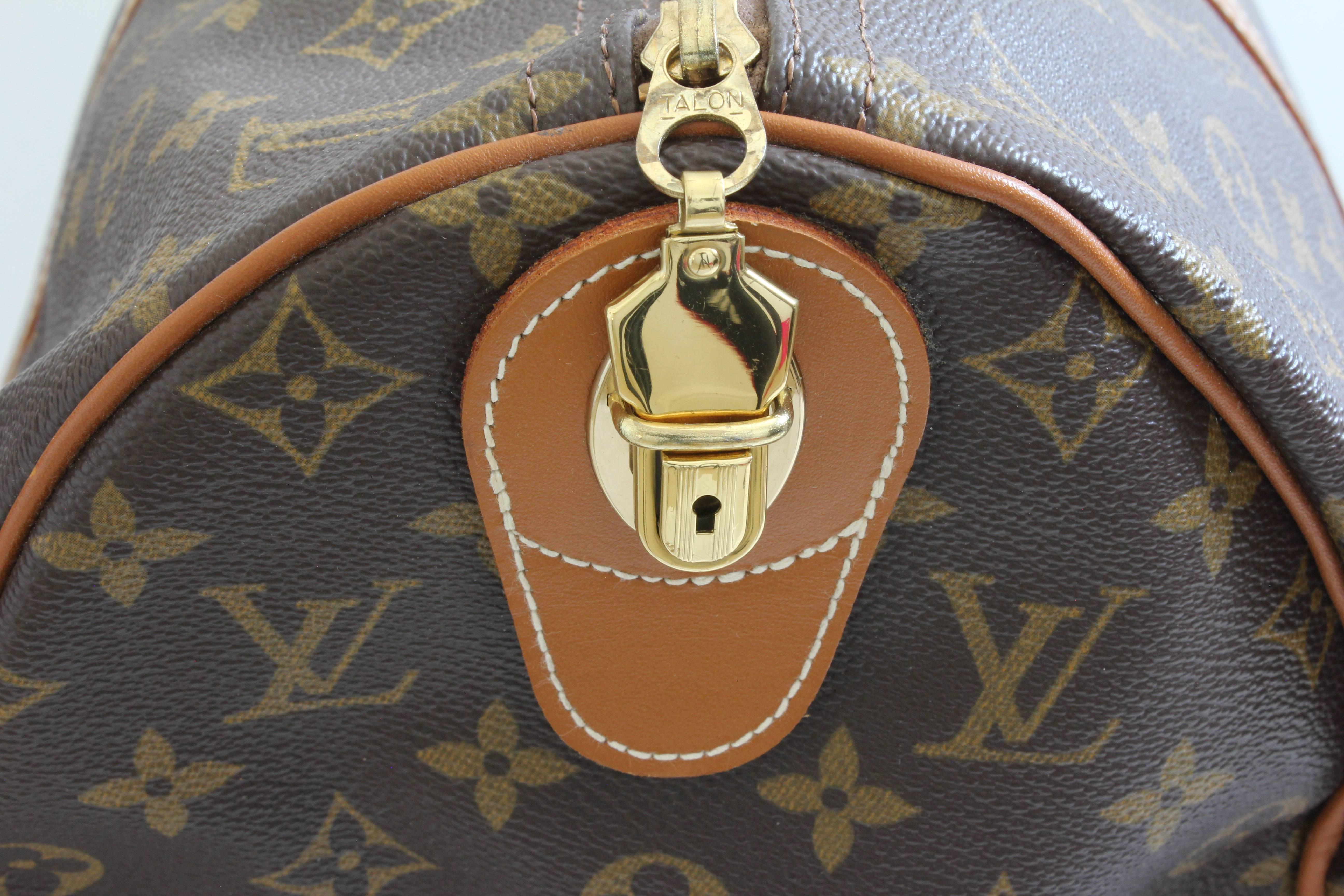 Brown 70s Louis Vuitton Monogram Keepall Travel Duffle Bag French Company 45cm Rare 