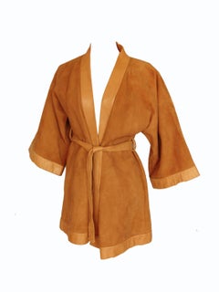 Bonnie Cashin Sills Camel Suede & Leather Kimono Jacket RARE 1960s Sz M VTG