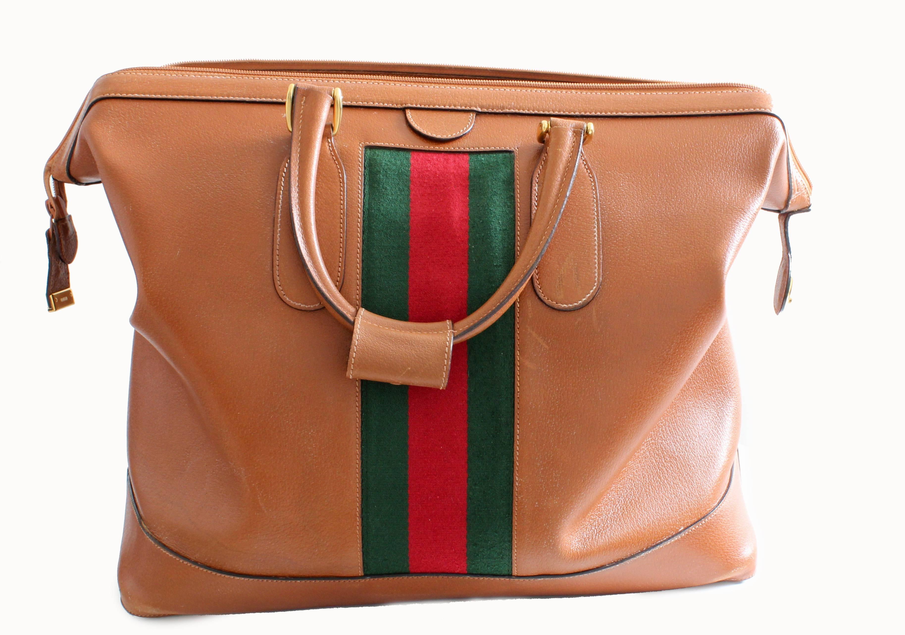 Rare Gucci Saddle Leather Doctors Bag Duffel 50cm Weekender Luggage Vintage  In Good Condition In Port Saint Lucie, FL