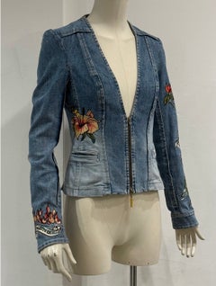 S/S 2003 Roberto Cavalli tattoo embroidered denim jacket