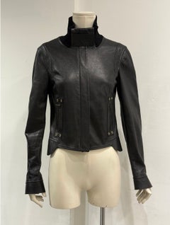 A/W 2002 Gucci by Tom Ford ribbed collar leather jacket