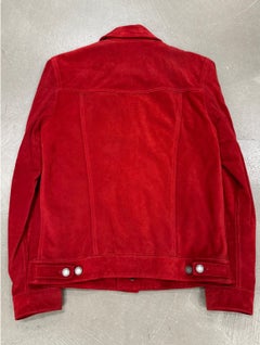 2019 Saint Laurent red suede trucker jacket