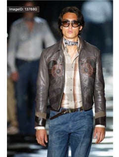 S/S 2004 Gucci by Tom Ford runway western patchwork leather jacket