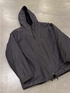 2000s Helmut Lang shearling lined cotton hooded jacket
