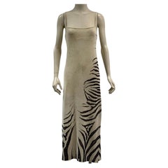 1999 Roberto Cavalli runway zebra print maxi dress