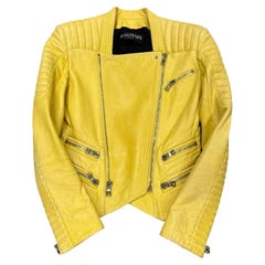 Balmain by Christophe Decarnin yellow leather biker jacket