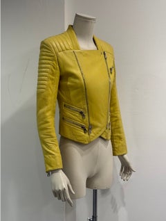 Balmain by Christophe Decarnin yellow leather biker jacket
