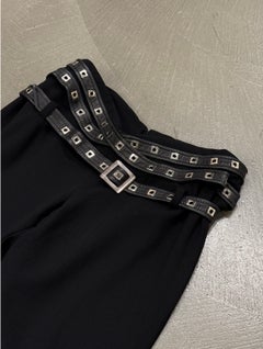 2000s Gianni Versace belted triple waist bondage wool pants