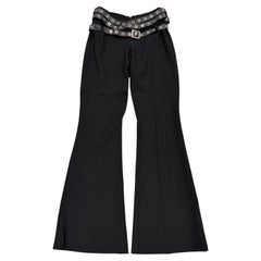 2000s Gianni Versace belted triple waist bondage wool pants