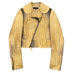 A/W2000 Roberto Cavalli crocodile embossed cropped leather jacket