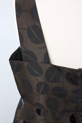 Oscar De La Renta Brown Silk Leaf Print Dress