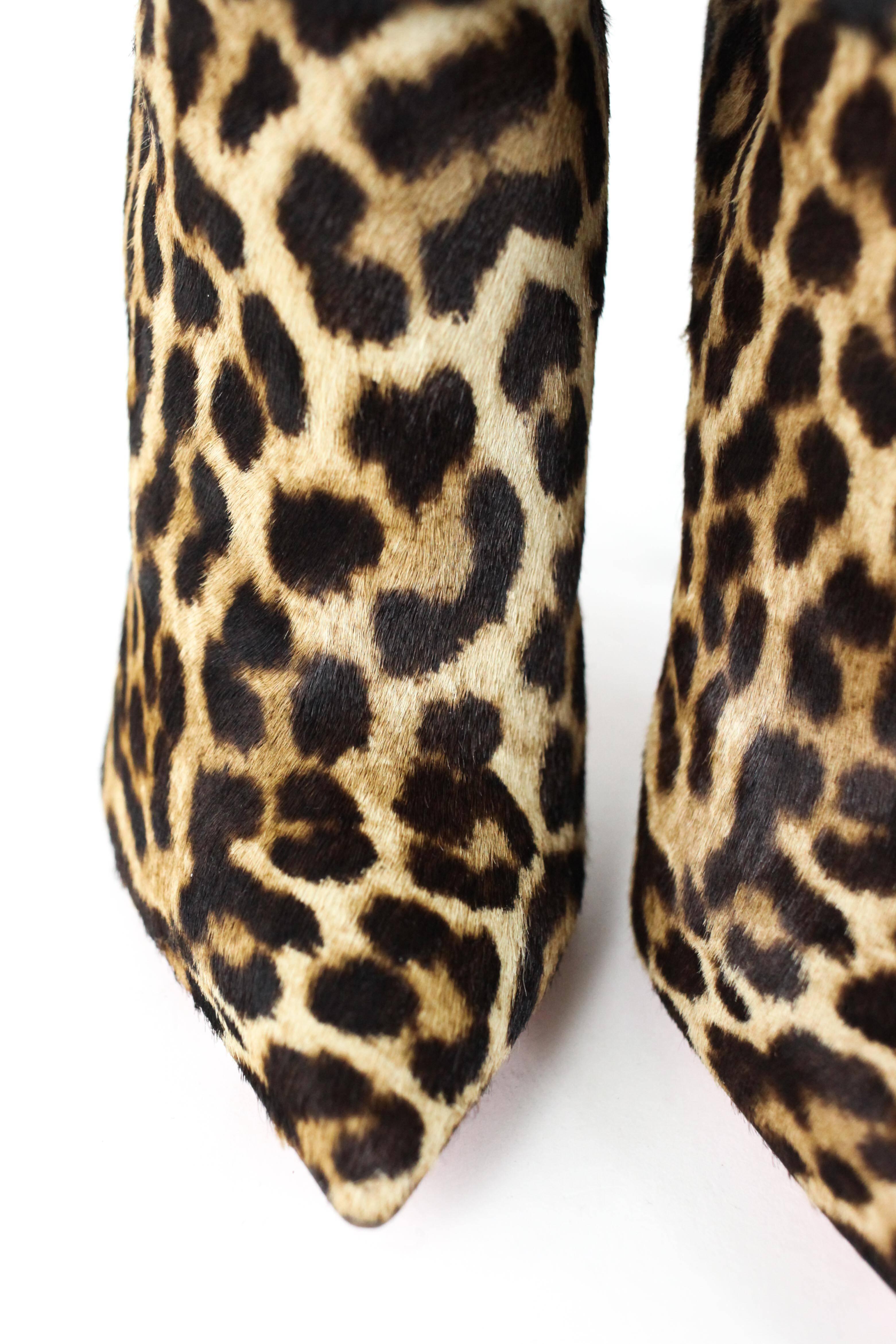 CHRISTIAN LOUBOUTIN Leopard Knee High Boots 36.5 In Excellent Condition For Sale In San Francisco, CA