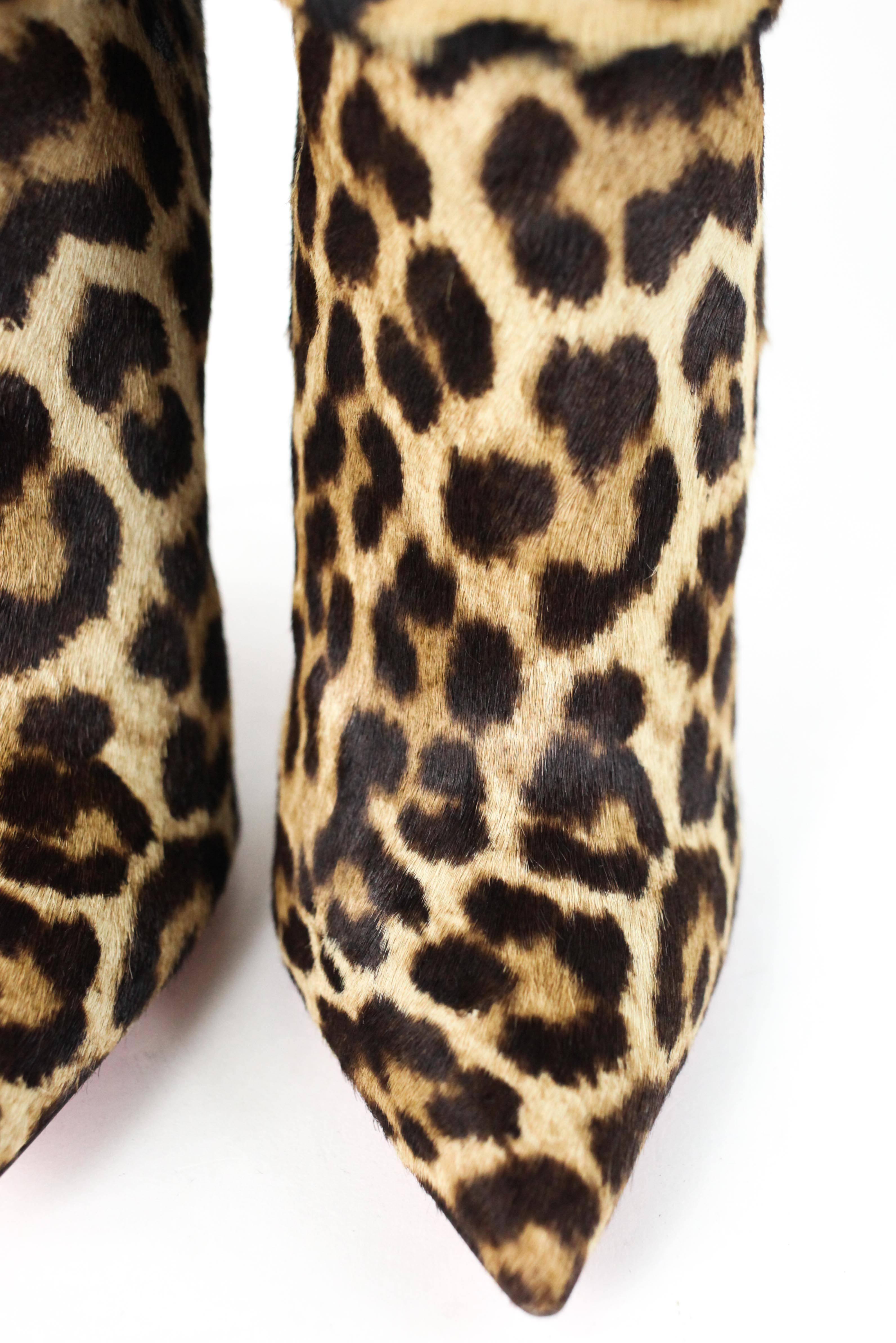 Women's CHRISTIAN LOUBOUTIN Leopard Knee High Boots 36.5 For Sale