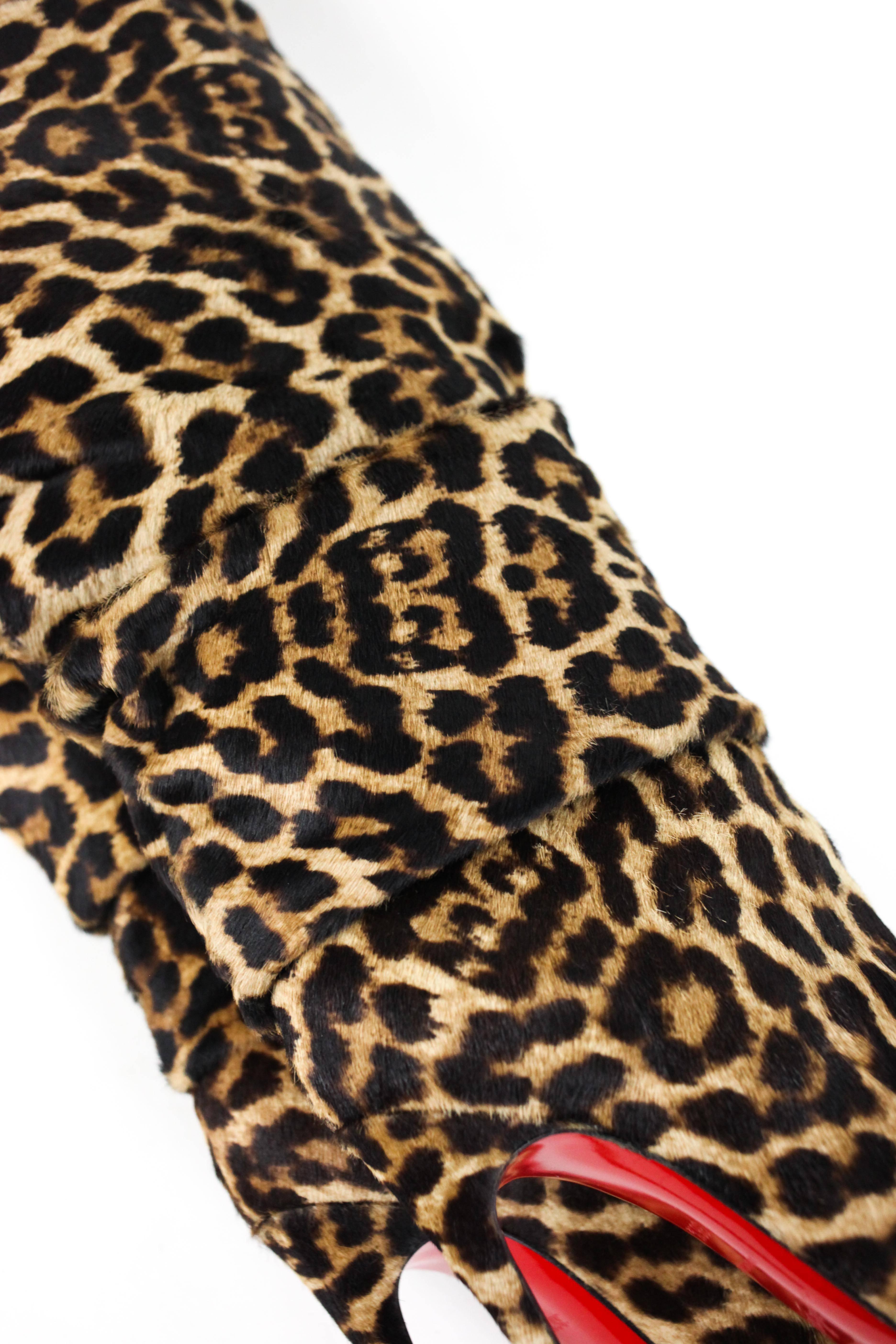 CHRISTIAN LOUBOUTIN Leopard Knee High Boots 36.5 For Sale 2