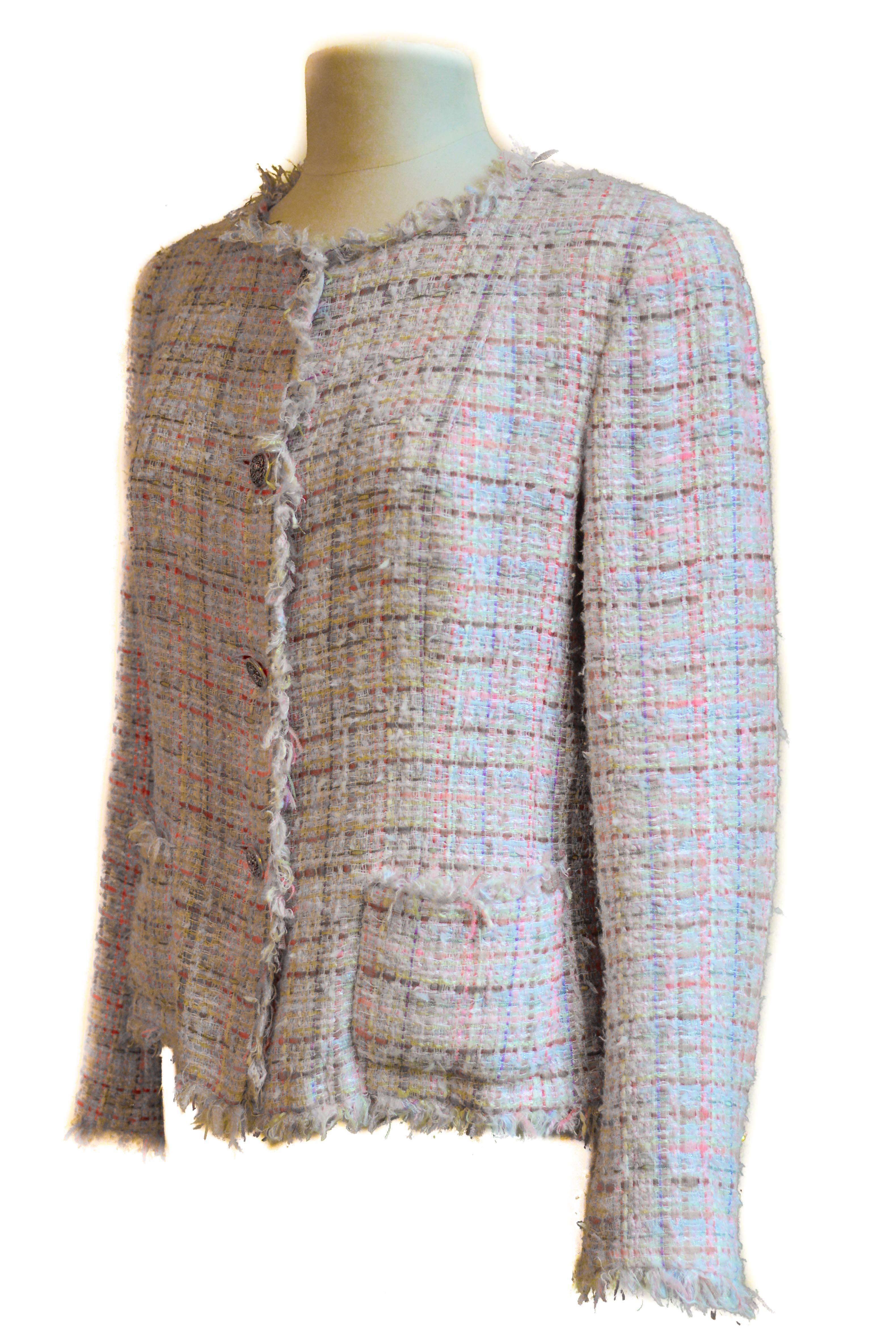 CHANEL Pastel Boucle Jacket  In Good Condition In San Francisco, CA