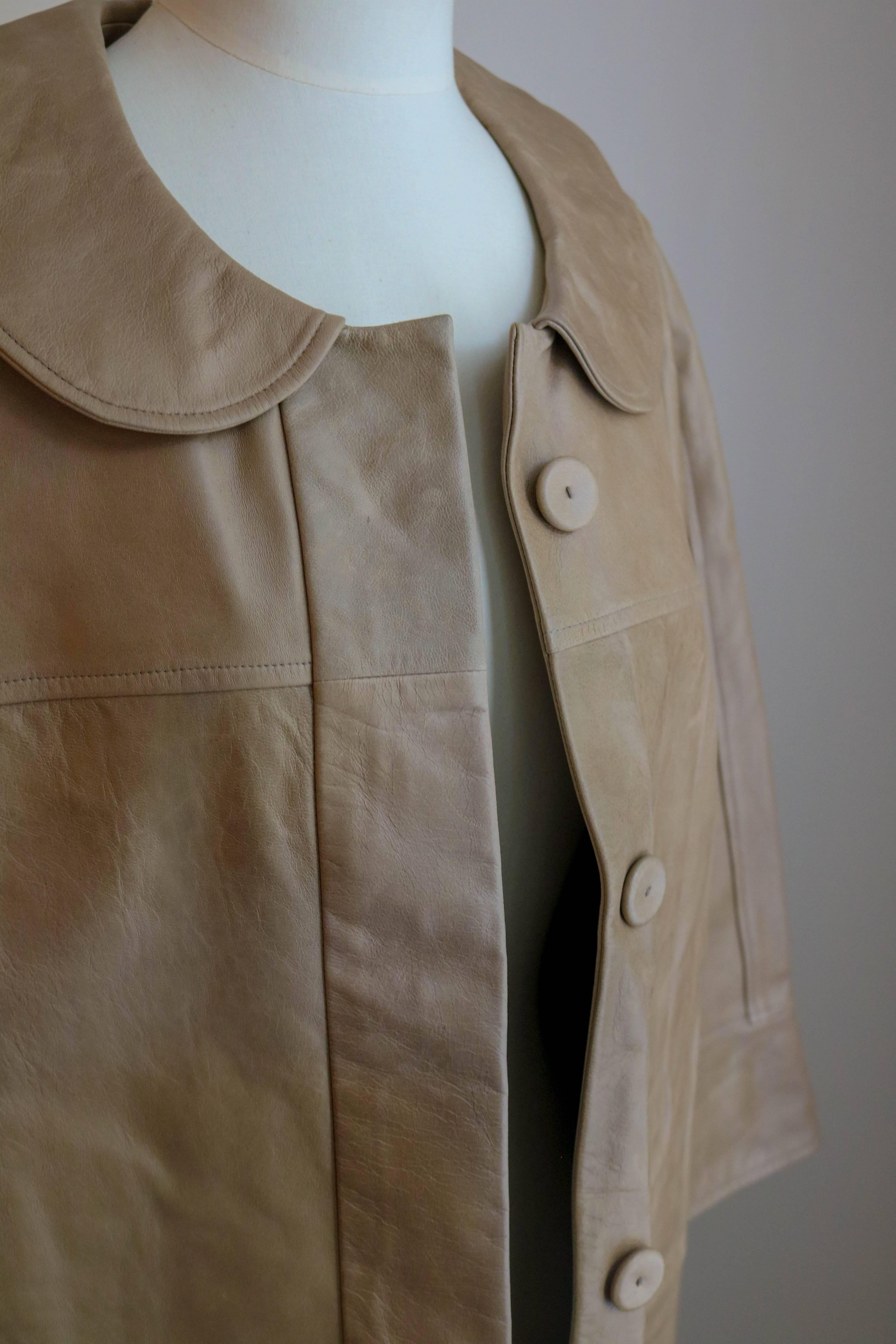 Gray Chloe Lambskin Long Leather Coat  For Sale