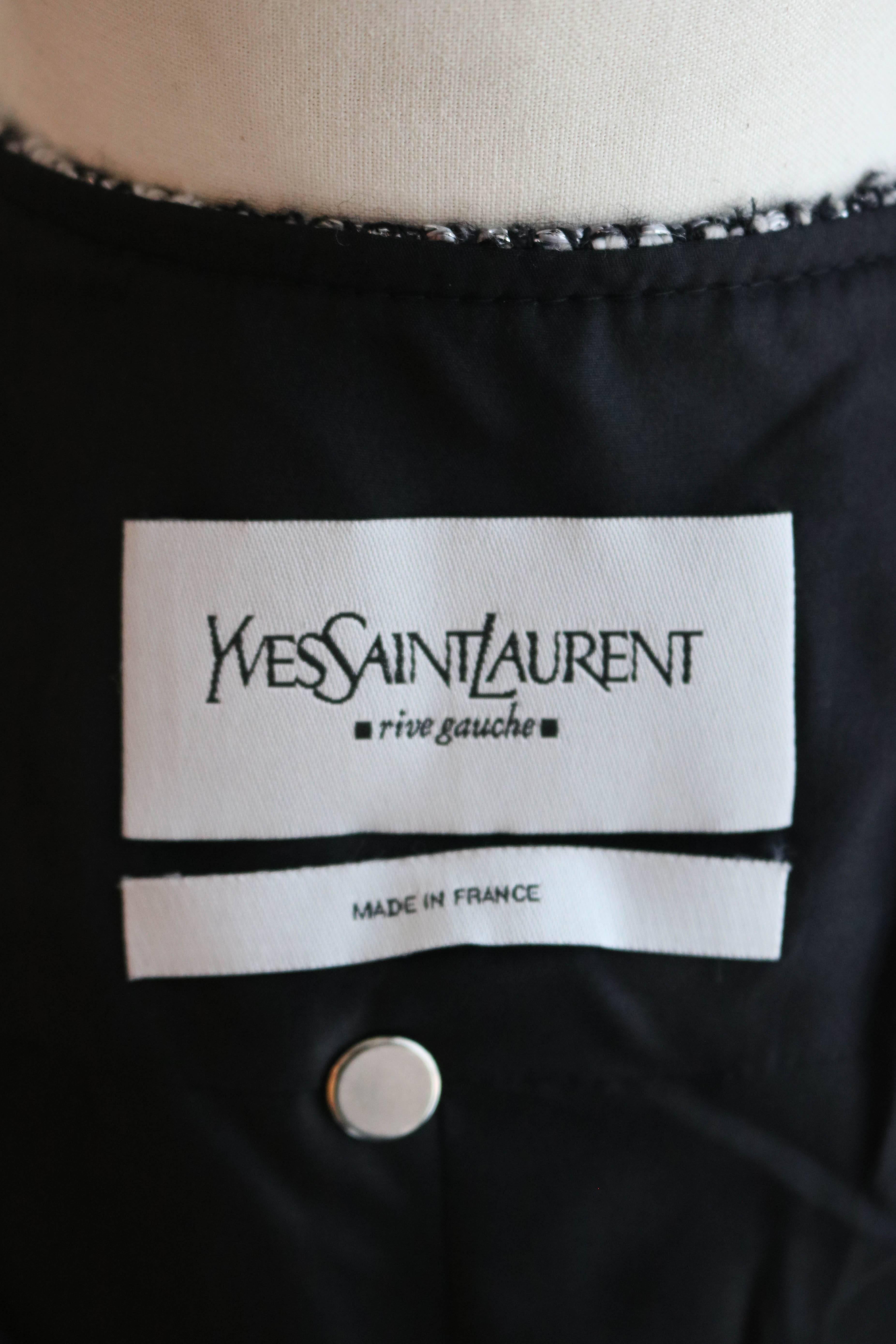 Yves Saint Laurent Rive Gauche YSL Tweed Jacket with Zipper 46 2