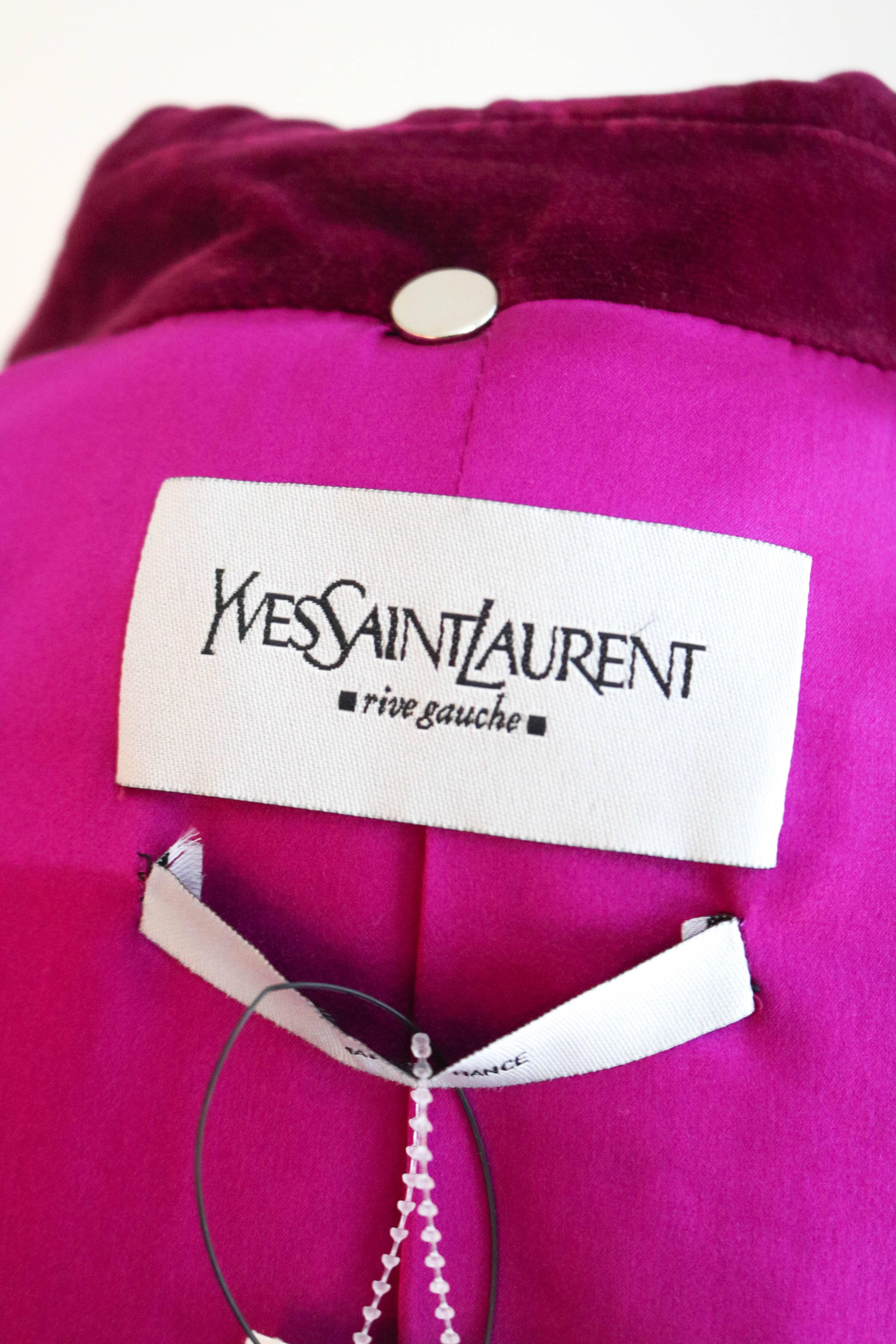Yves Saint Laurent Rive Gauche Velvet Evening Jacket 48 For Sale 2