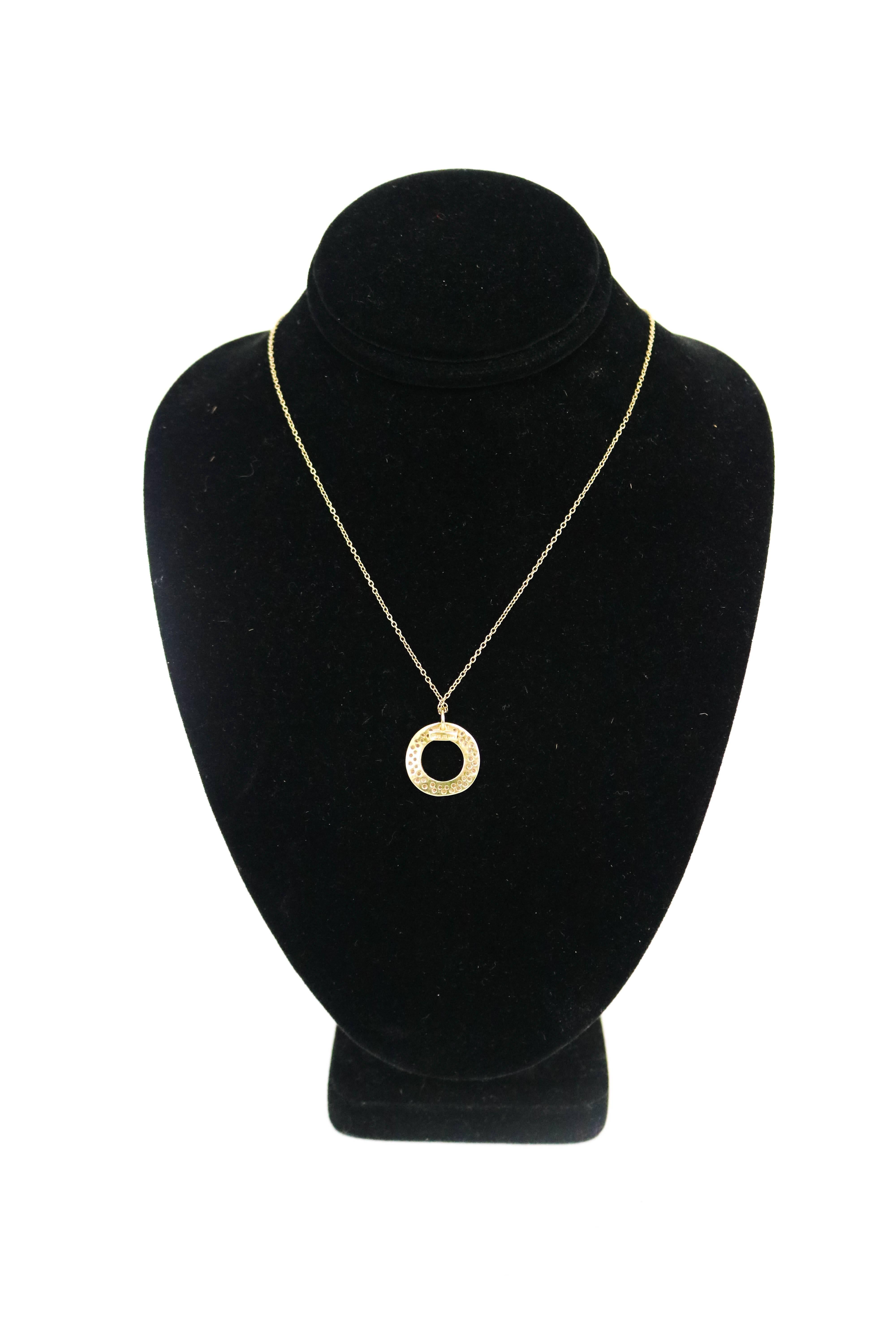 Ippolita Stardust 18k Gold Open Circle Pendant with Pave Diamonds In Excellent Condition In San Francisco, CA