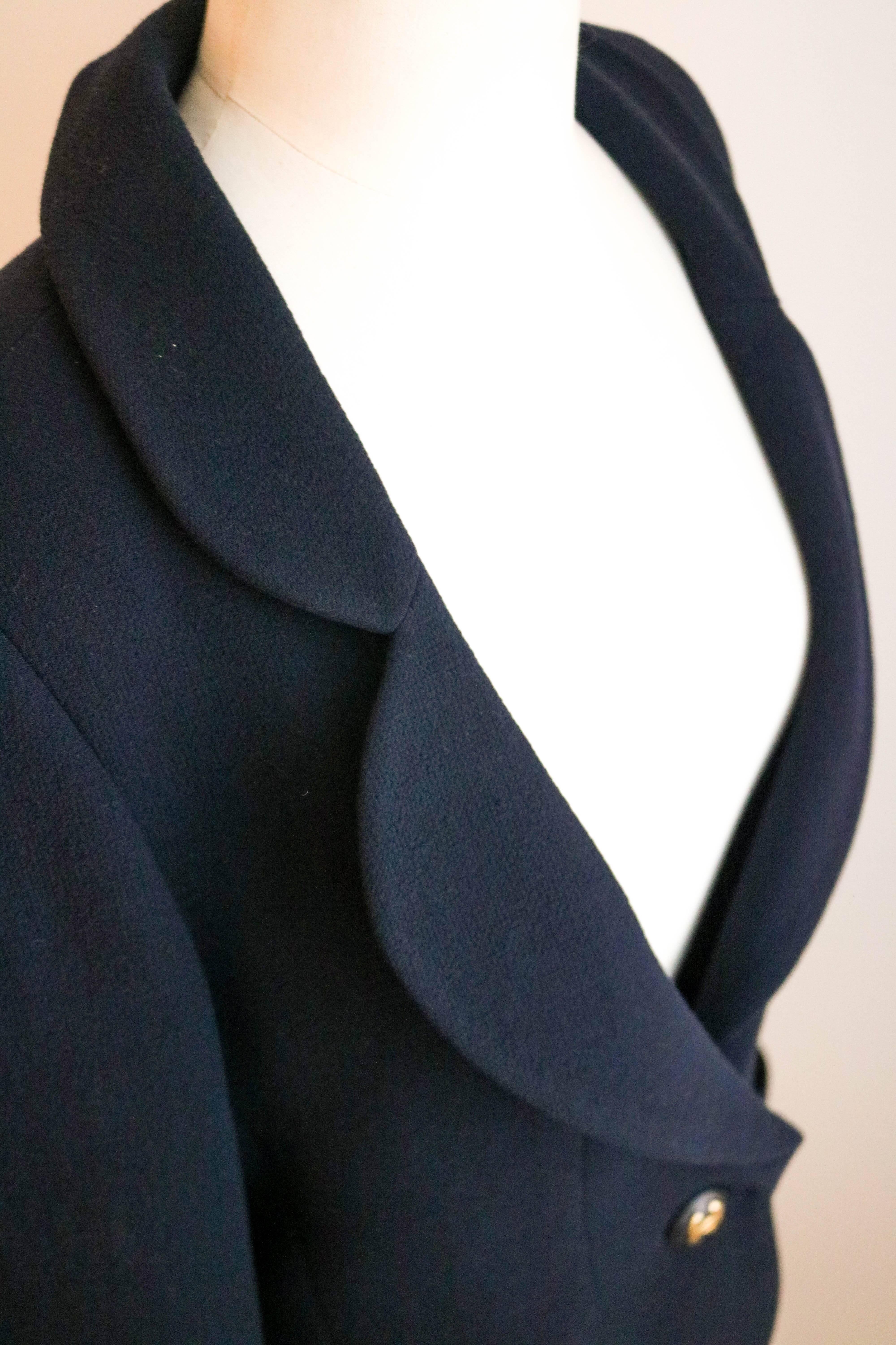 Women's CHANEL Classic Navy Blazer with Logo Button 36