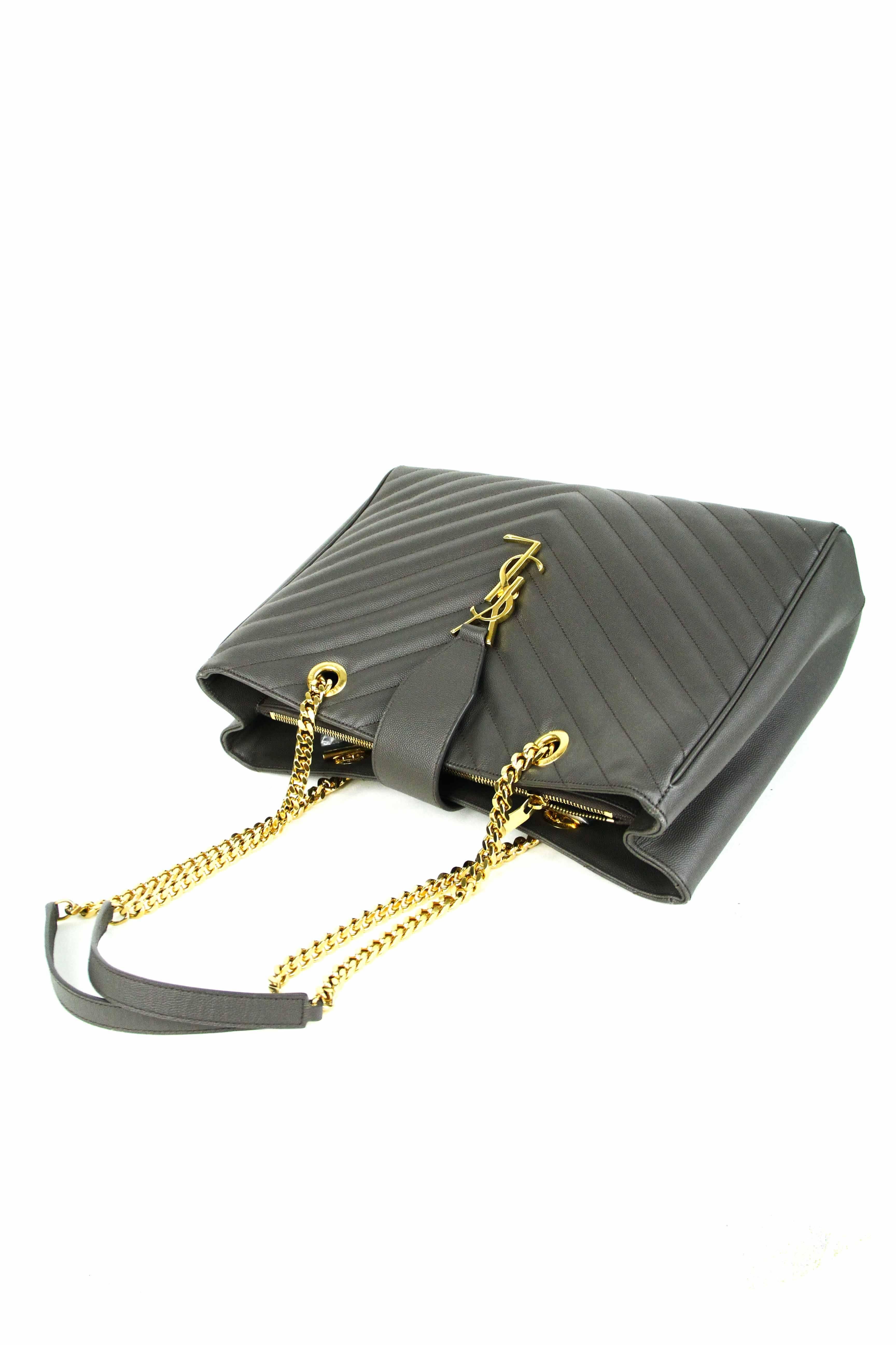 Women's Yves Saint Laurent YSL Large Matelasse Monogram Chevron Tote