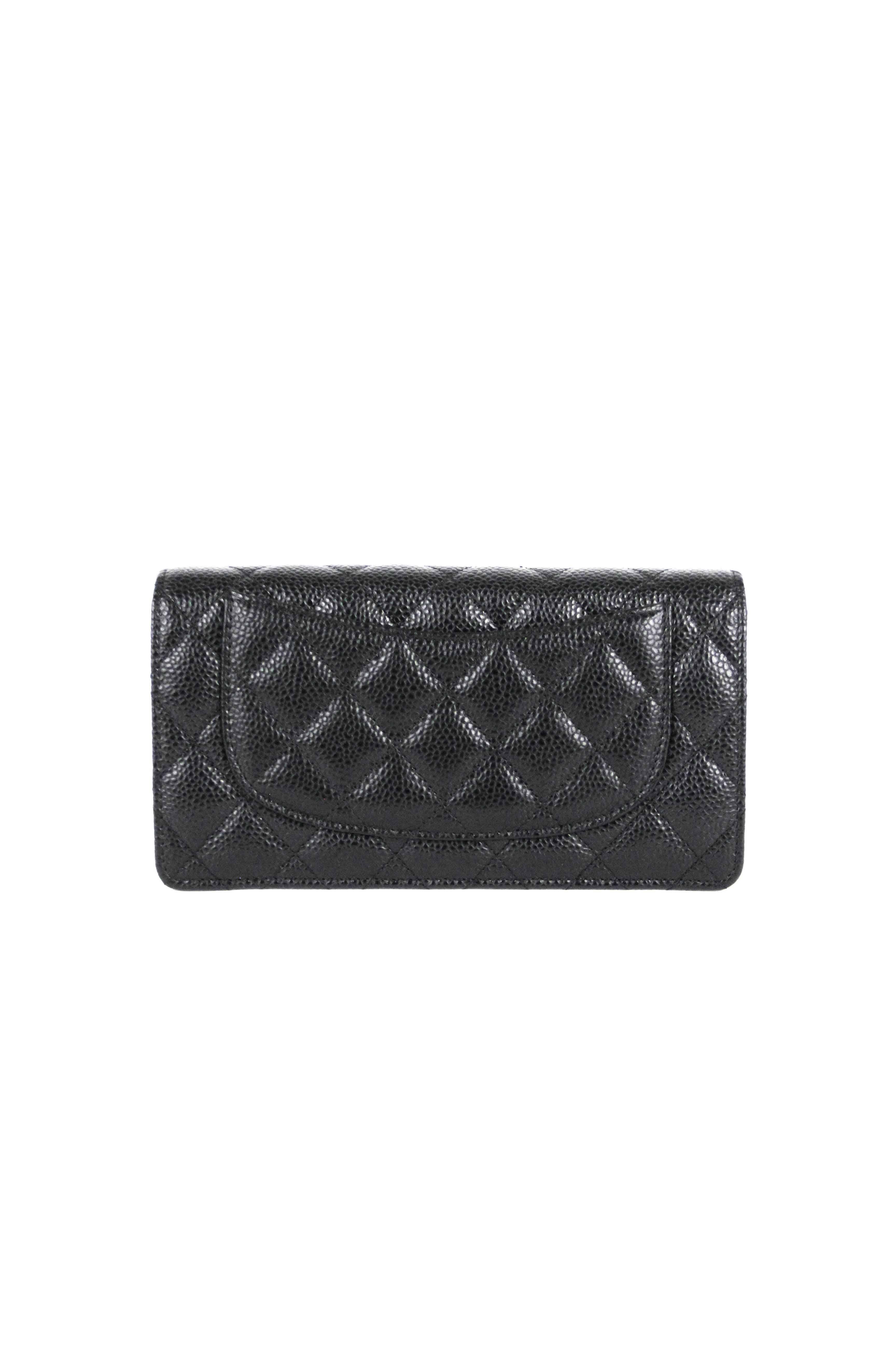 Chanel Quilted Caviar Long CC Wallet  6