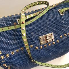 Valentino Denim Blue Rockstud Handbag