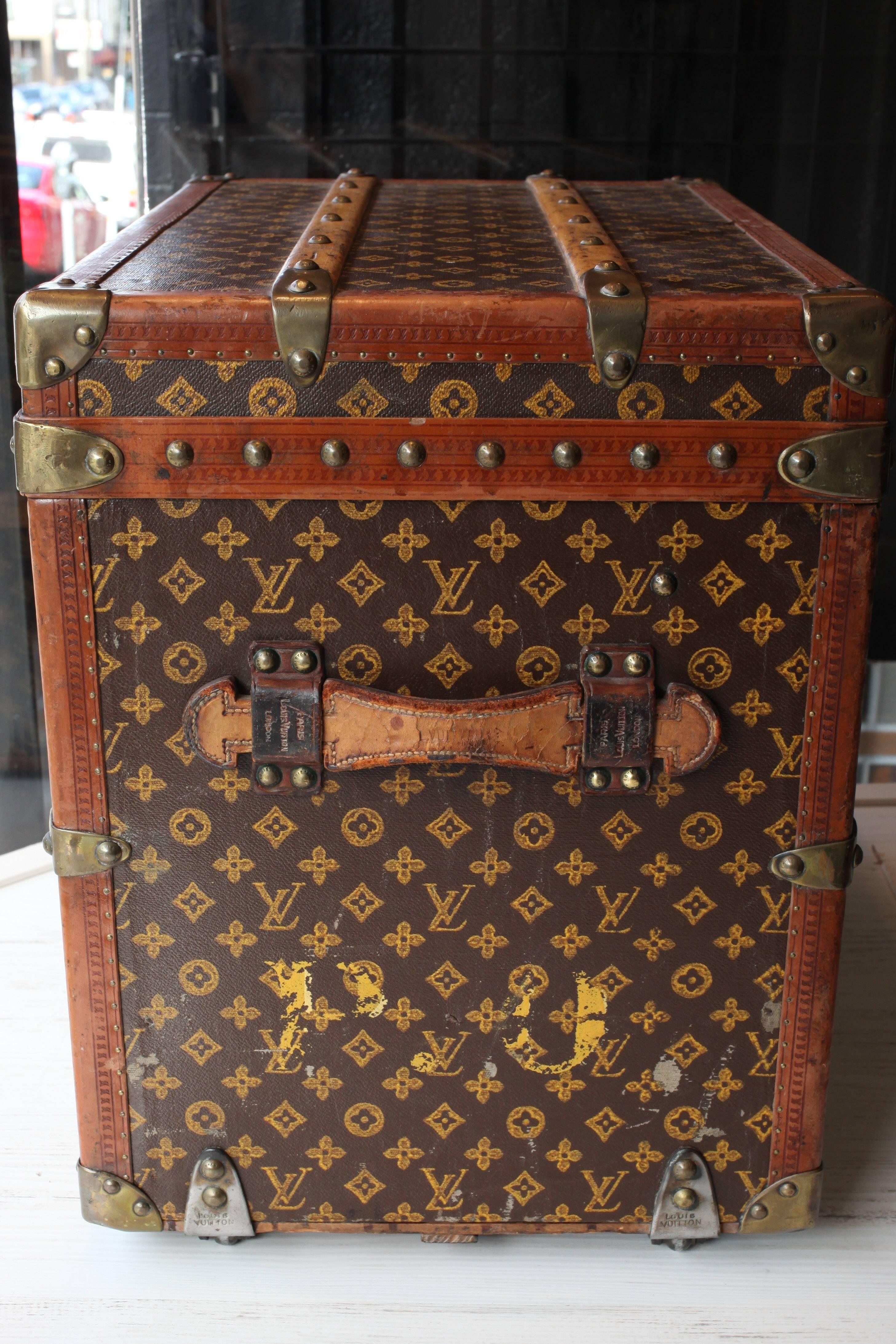 This is a vintage Louis Vuitton shoe trunk from around 1950. The owner purchased this from an antique store in London during the 1970s.  This trunk has great character and is a unique piece in the trunk collection.  Rarely do you see these types of