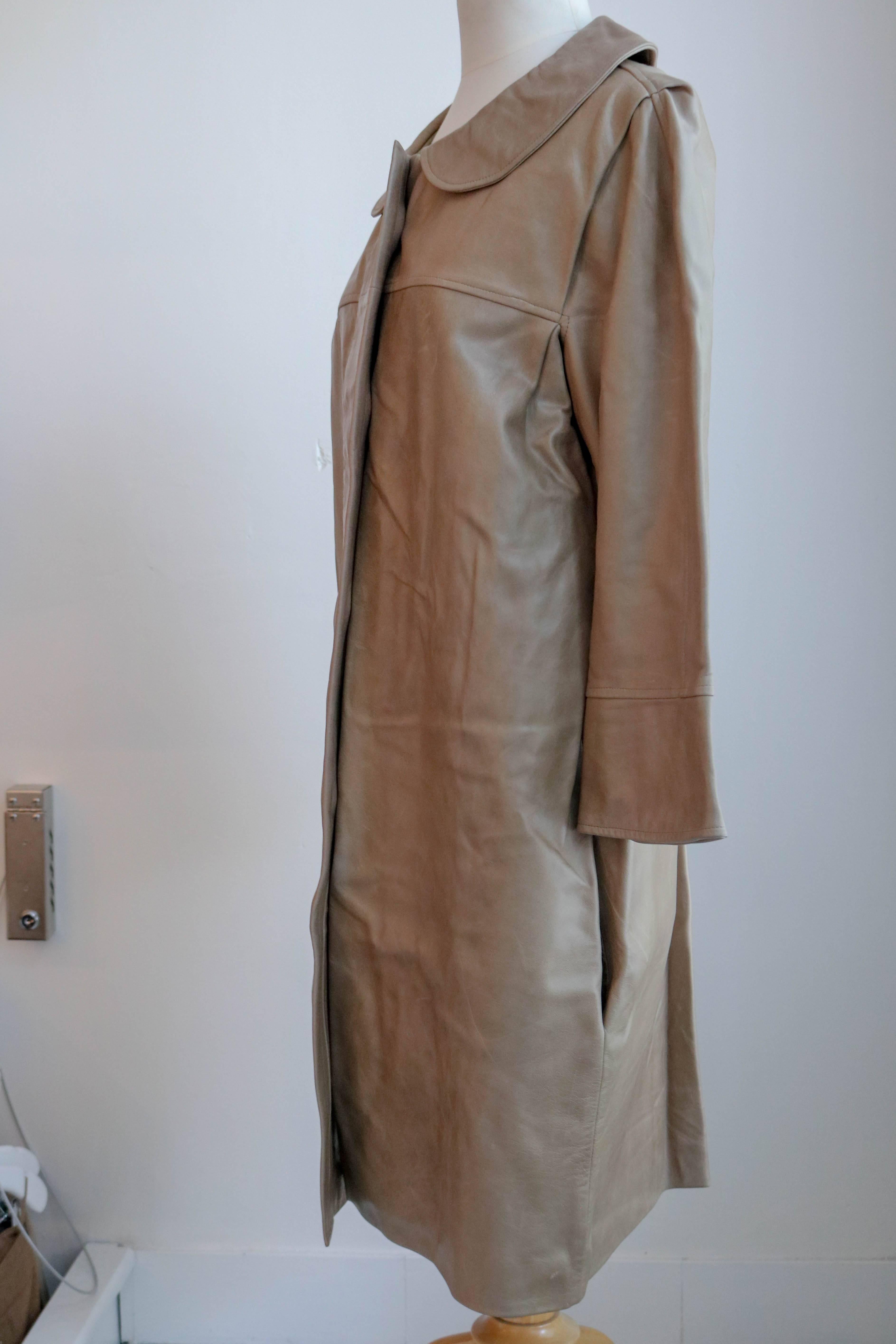 Chloe Lambskin Long Leather Coat  In Good Condition For Sale In San Francisco, CA