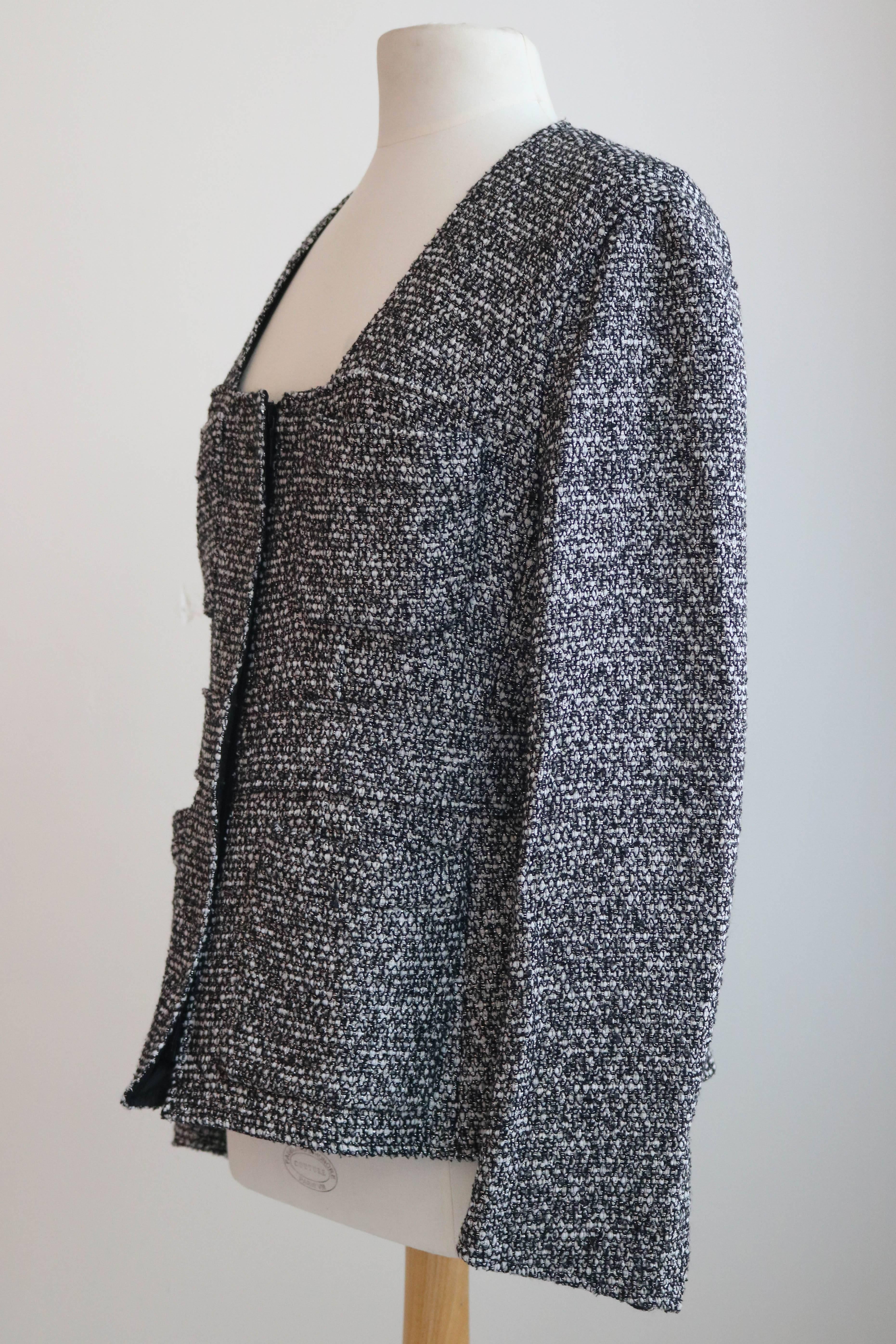 Yves Saint Laurent Rive Gauche YSL Tweed Jacket with Zipper 46 In Excellent Condition In San Francisco, CA