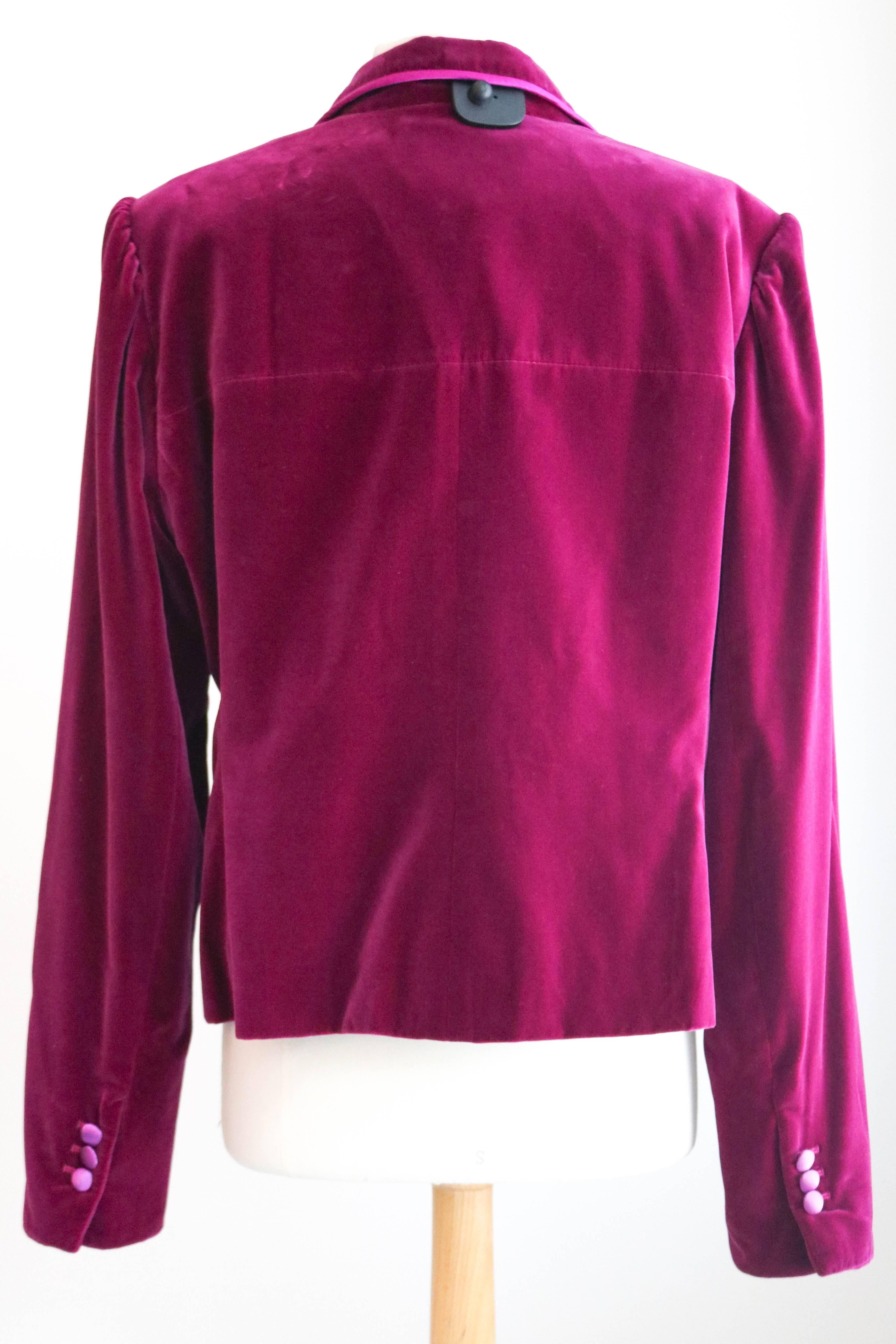 Yves Saint Laurent Rive Gauche Velvet Evening Jacket 48 For Sale 4