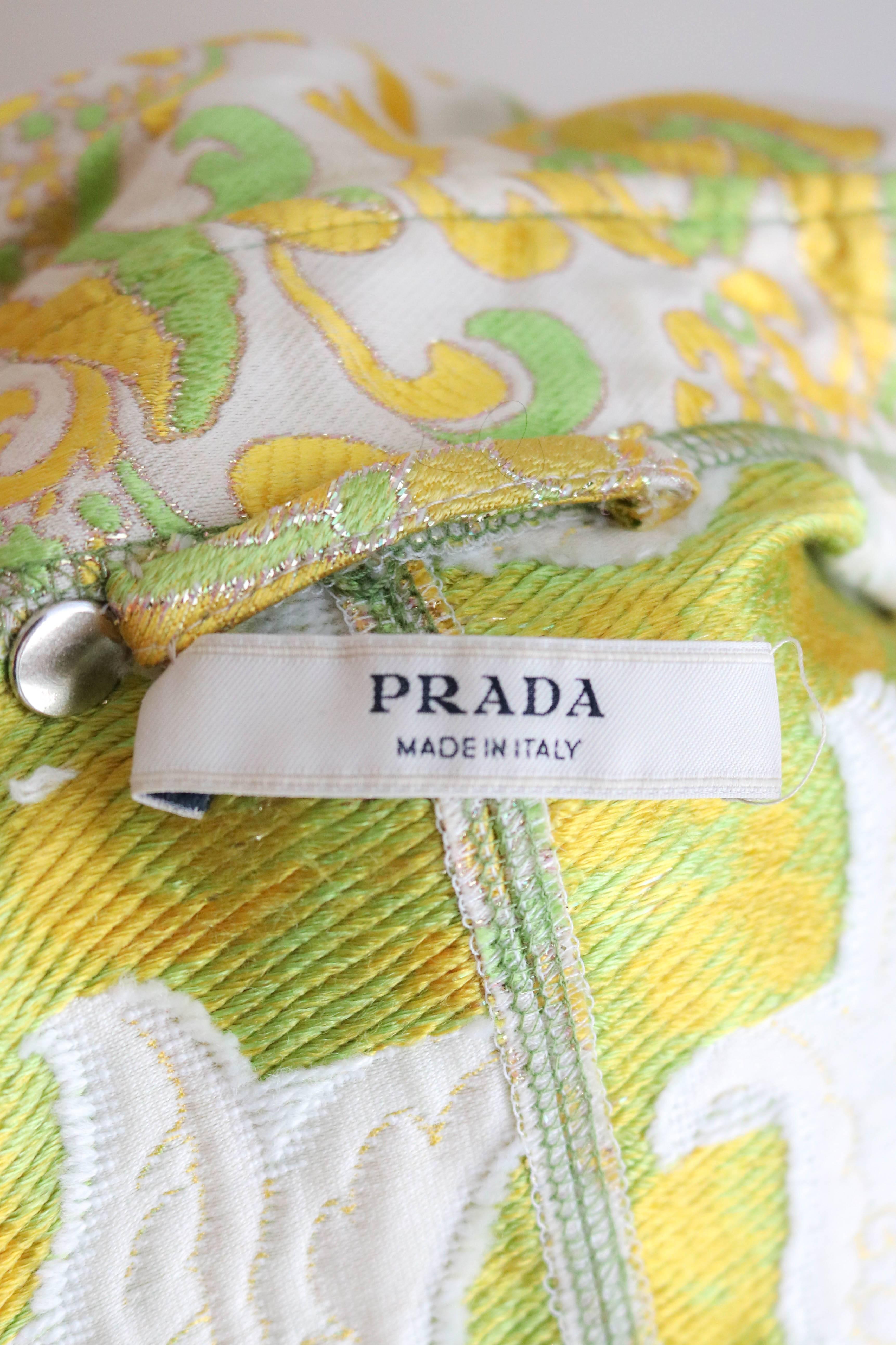 Prada Long Brocade Evening Coat 42 For Sale 1