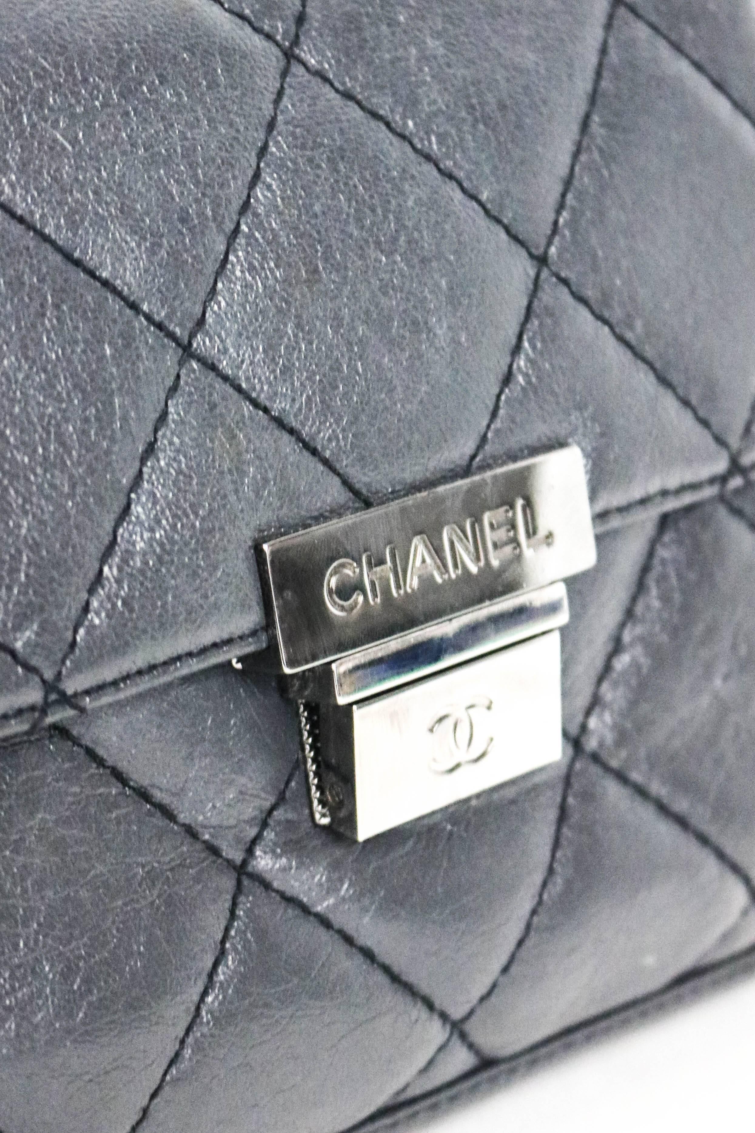 Chanel Pewter Accordion Flap Bag  In Good Condition In San Francisco, CA