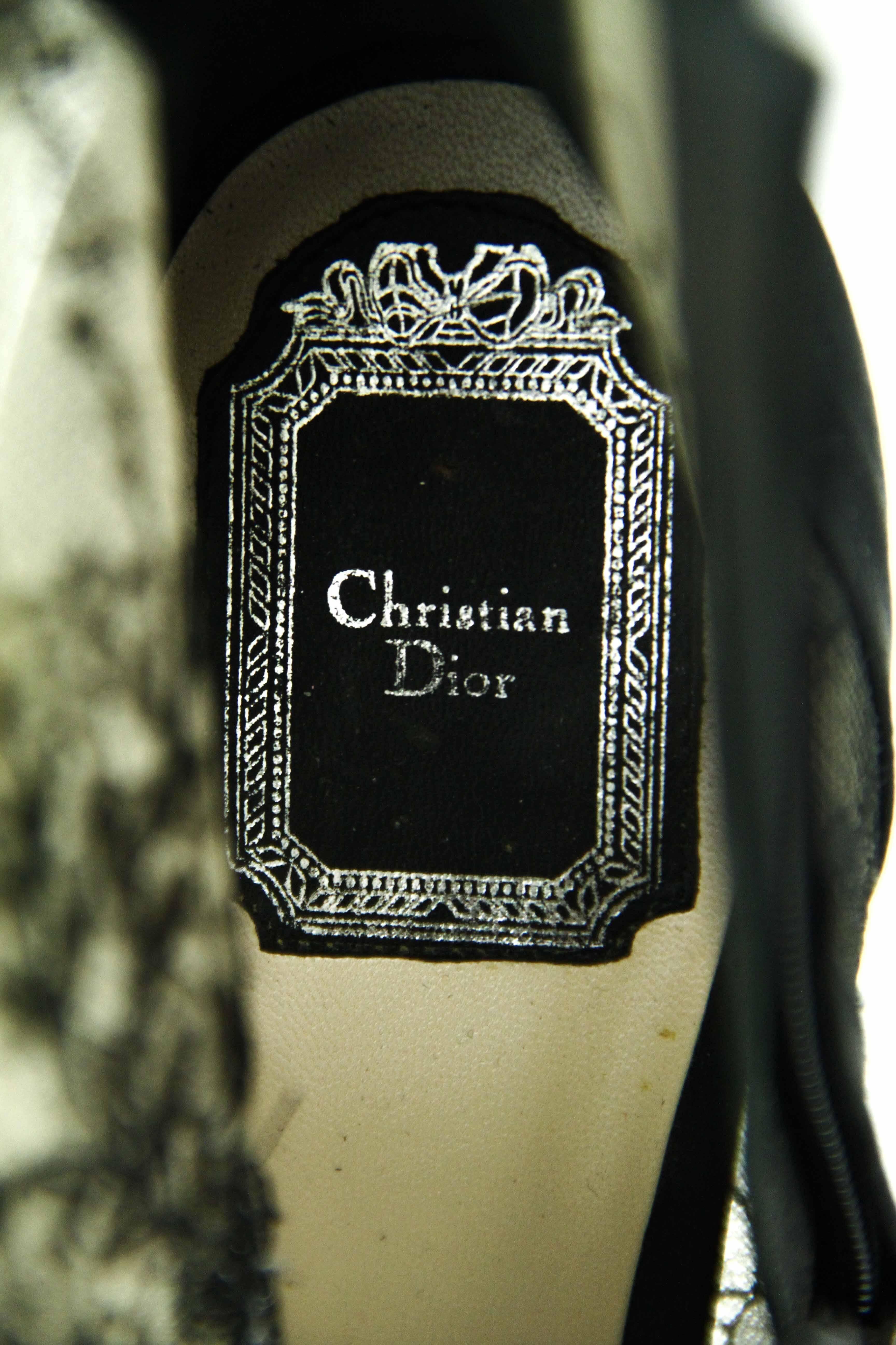 CHRISTIAN DIOR Beaded Lace Open Toe Platform Bootie 39.5  3