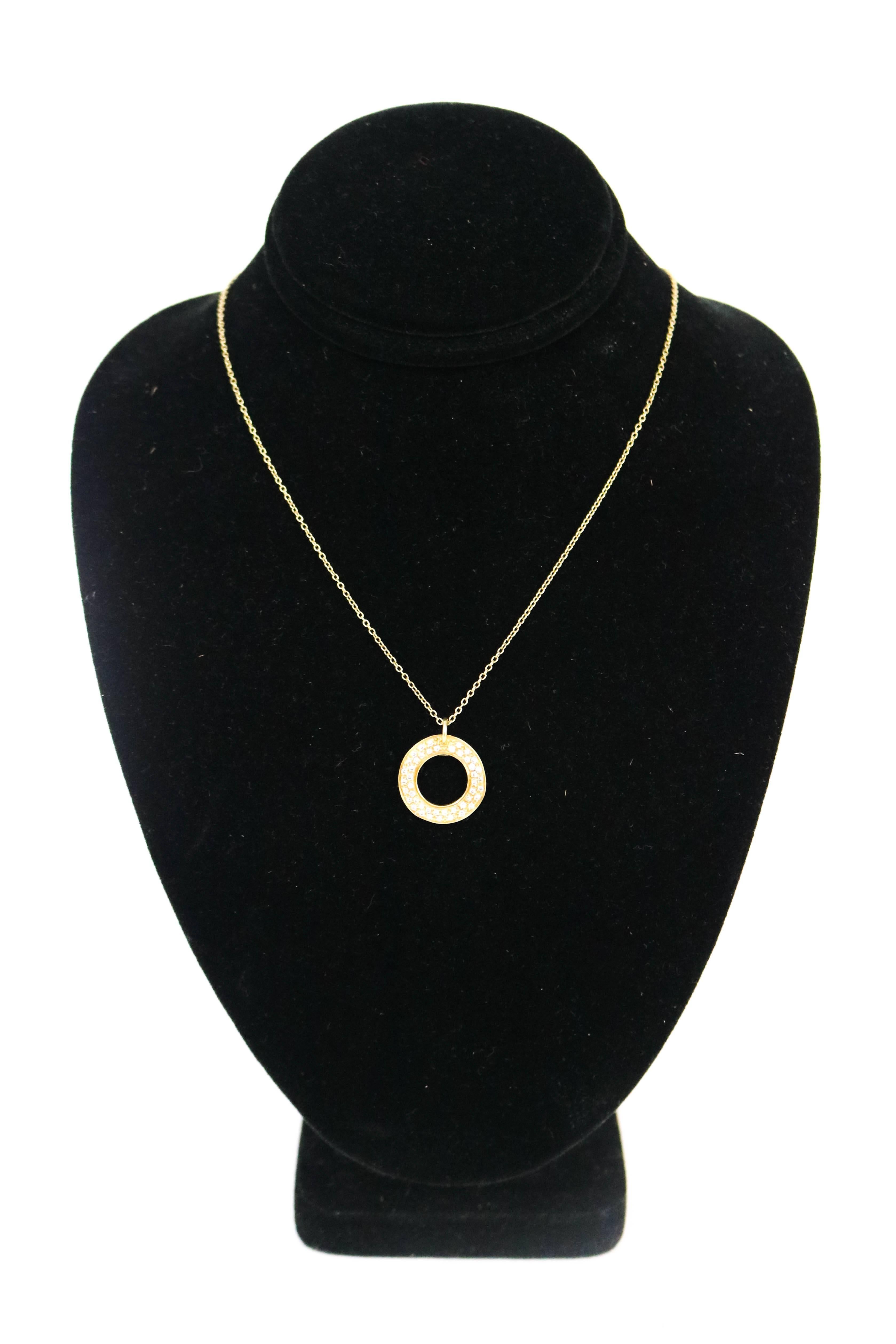 Women's Ippolita Stardust 18k Gold Open Circle Pendant with Pave Diamonds