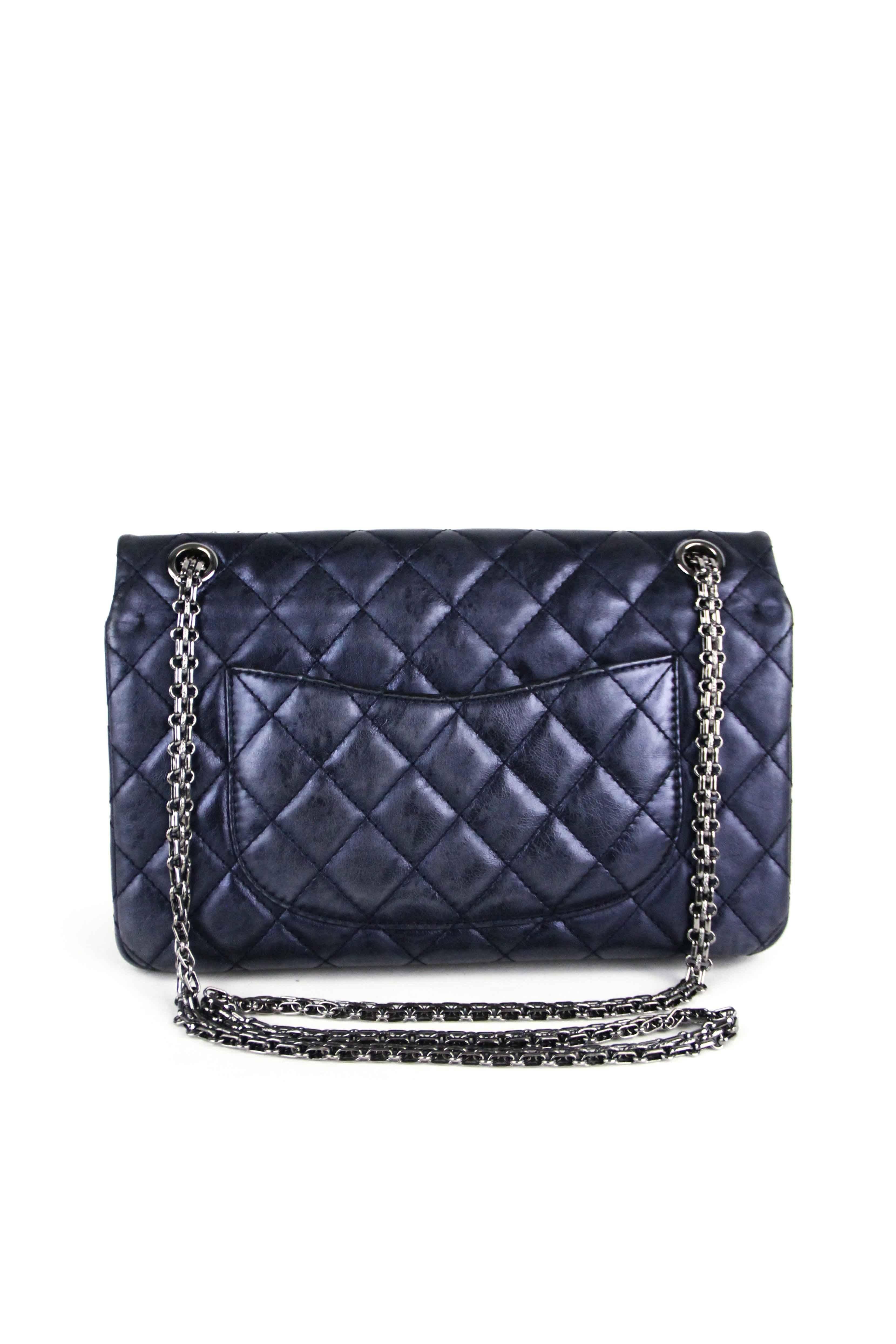 Purple CHANEL Navy 226  Reissue Double Flap