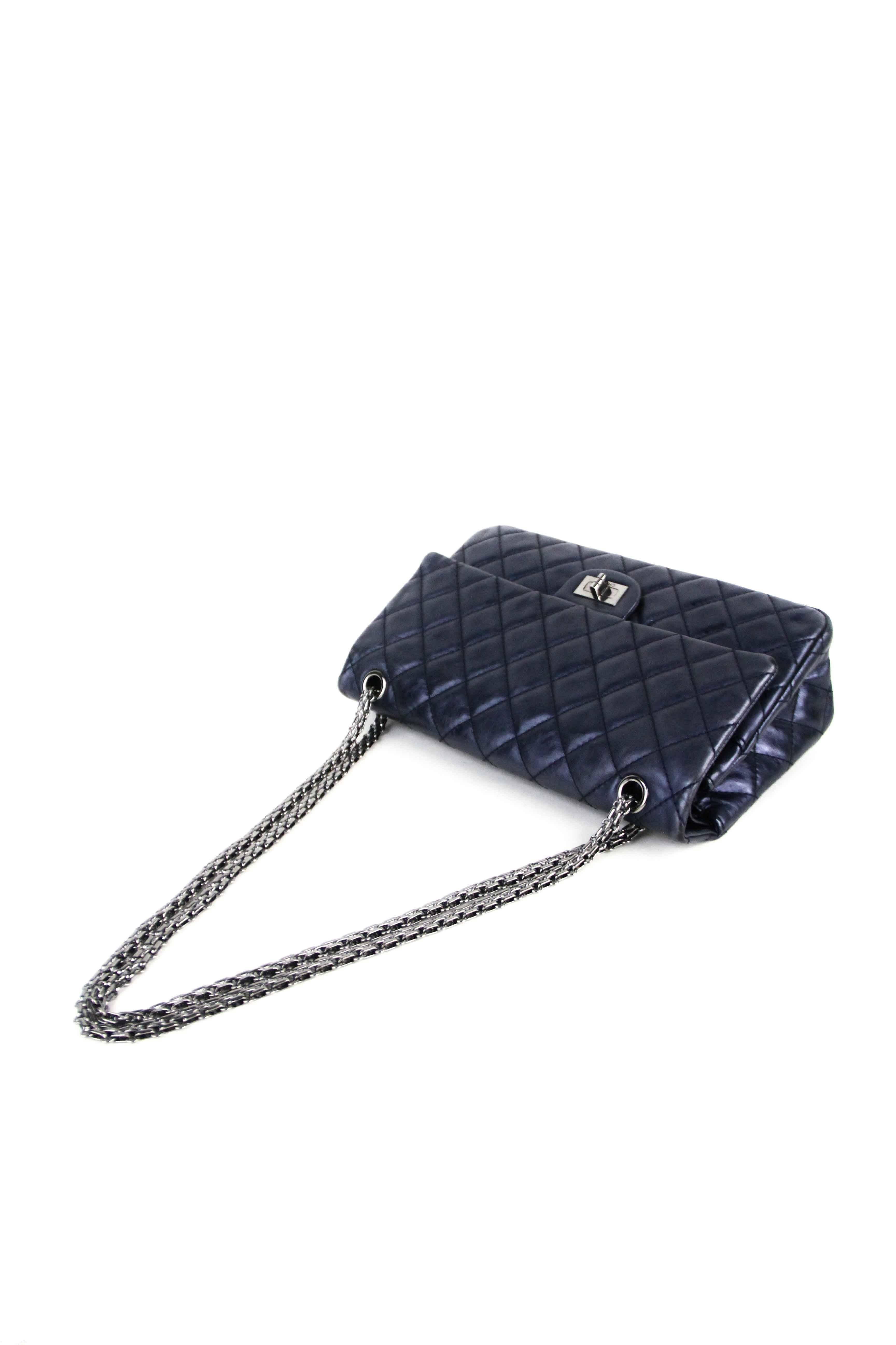 CHANEL Navy 226  Reissue Double Flap In Good Condition In San Francisco, CA