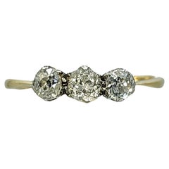 Antiker Old European Cut Diamant Trilogie Ring 18k Gold Verlobungsring